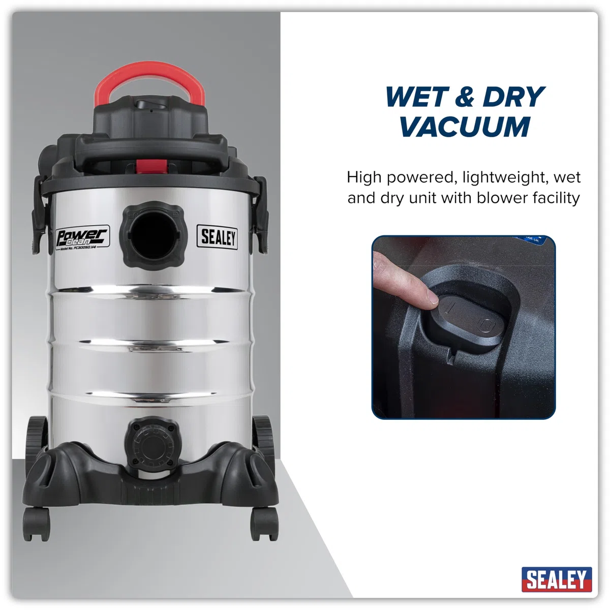 Sealey PC300SD 10. 1400W/ 240V Industriel Aspirateur Avec Accessoires