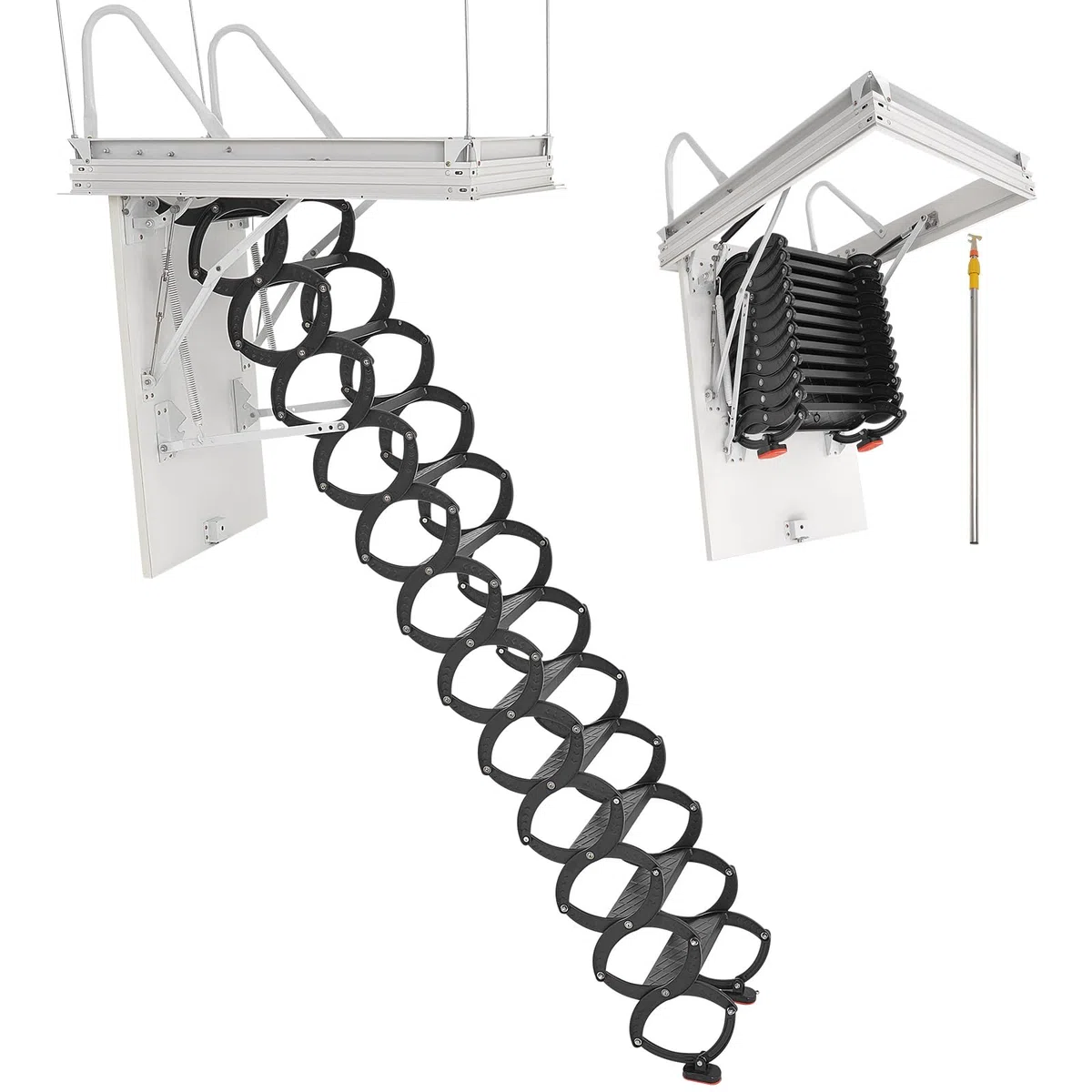 VEVOR Échelle de Grenier, Charge 299,4 kg, Escalier de Grenier Escamotable, Hauteur Installation 2,9-3,1 m, Ouverture 1000,76x698,5 mm, Tige de Traction, Échelle Rétractable Acier pour Accès Greniers