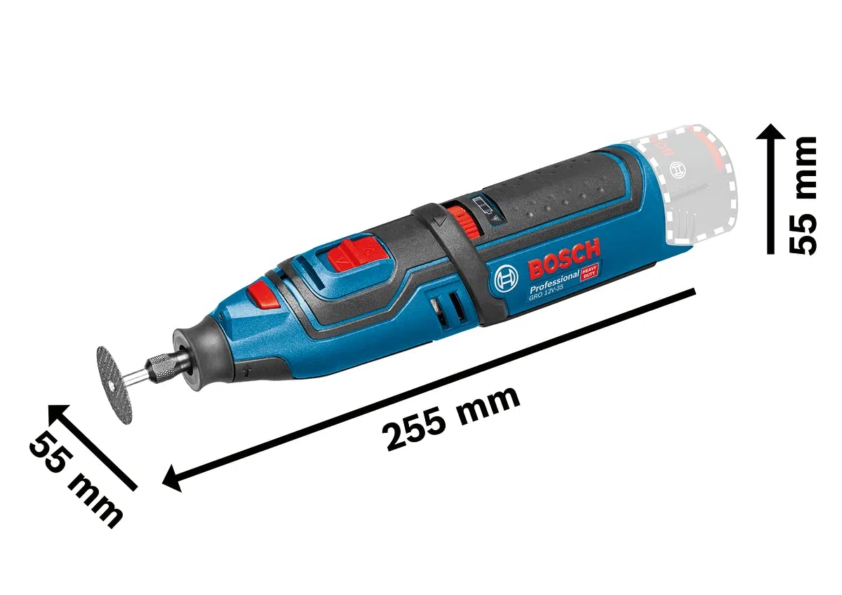 Bosch Professional 12V System outil rotatif sans-fil GRO 12V-35 (régime à vide : 5 000 – 35 000 tr/min, avec 2 batteries 2,0 Ah, chargeur rapide, L-BOXX)