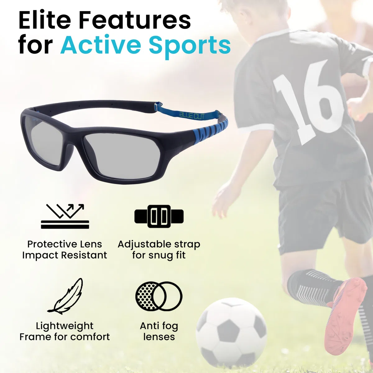 BLUE CUT Lunettes de protection pour enfants – Lunettes de sécurité photochromiques pour enfants, basket-ball, baseball et sports de plein air