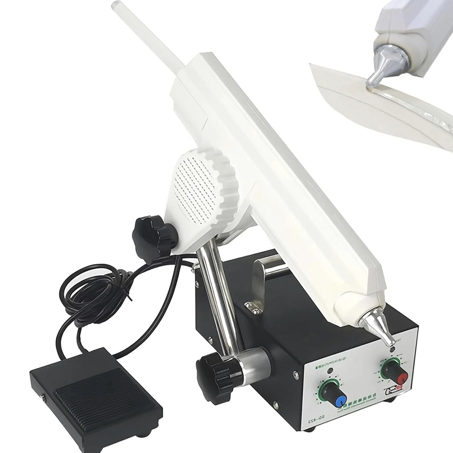 Machine à colle thermofusible à pédale avec température et angle réglables, distributeur de colle, dispositif d'égouttage automatique de colle avec buse de 2,6 mm pour le scellage