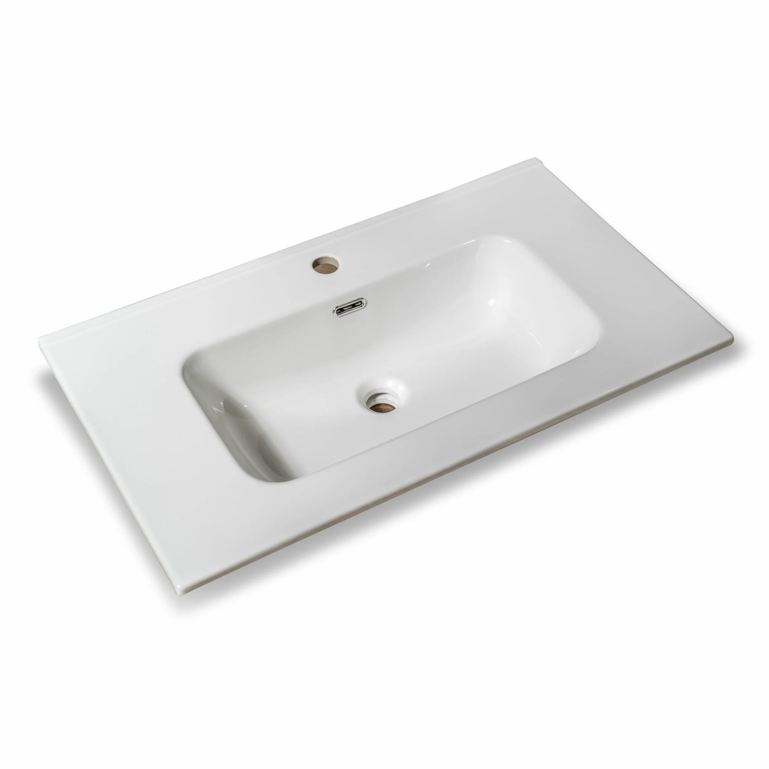 NORBE | Lavabo carré encastré en céramique | 80 x 46 cm | Évier de soutien design moderne | Finition blanche brillante | Lave-mains sans bonde| Bassin sanitaire de salle de bain (81 x 46,5 X 1,8 cm)