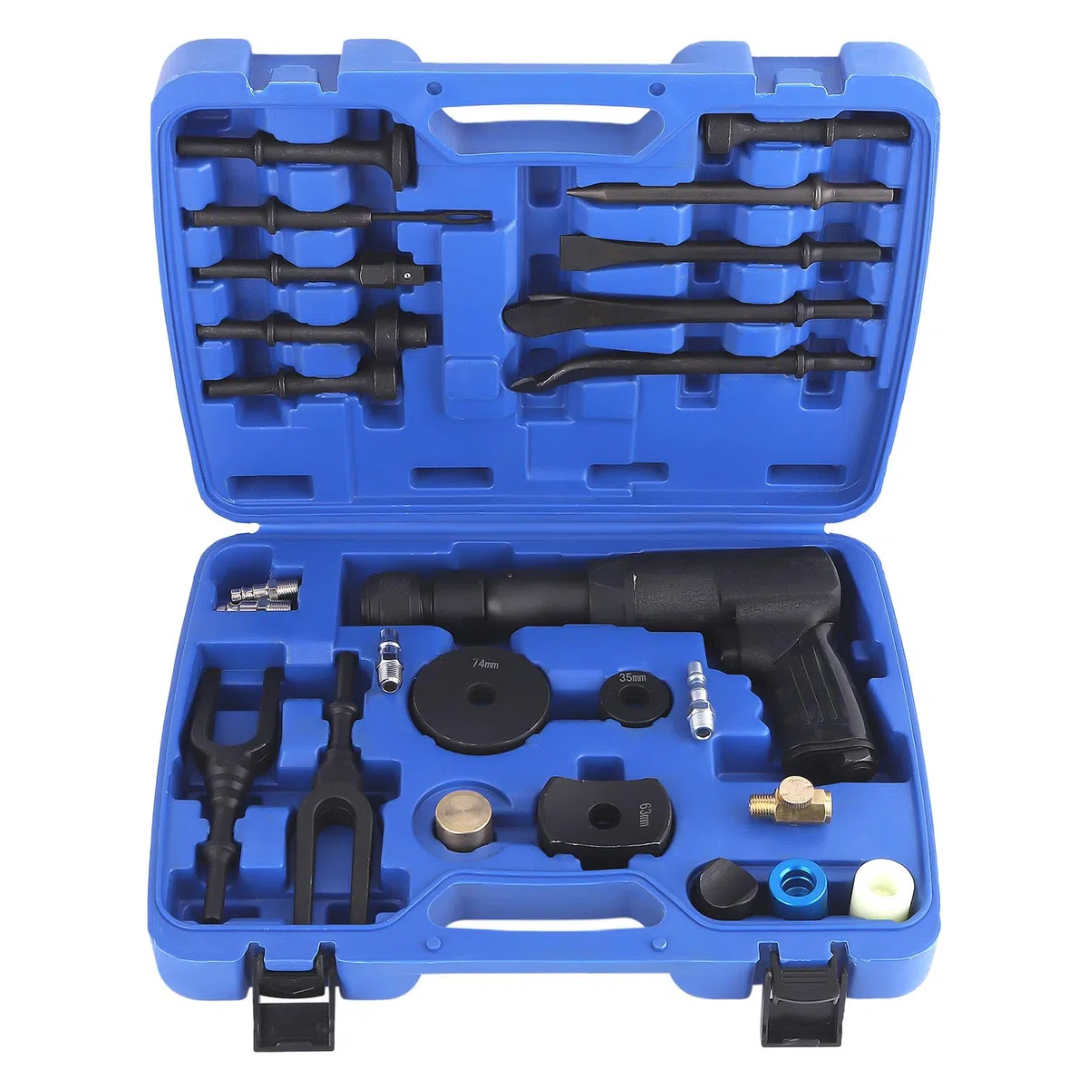 maXpeedingrods Kit de burin pneumatique, ensemble de marteau pneumatique multifonctionnel, 2100 BPM, jeu de 10 cm, 19 pièces