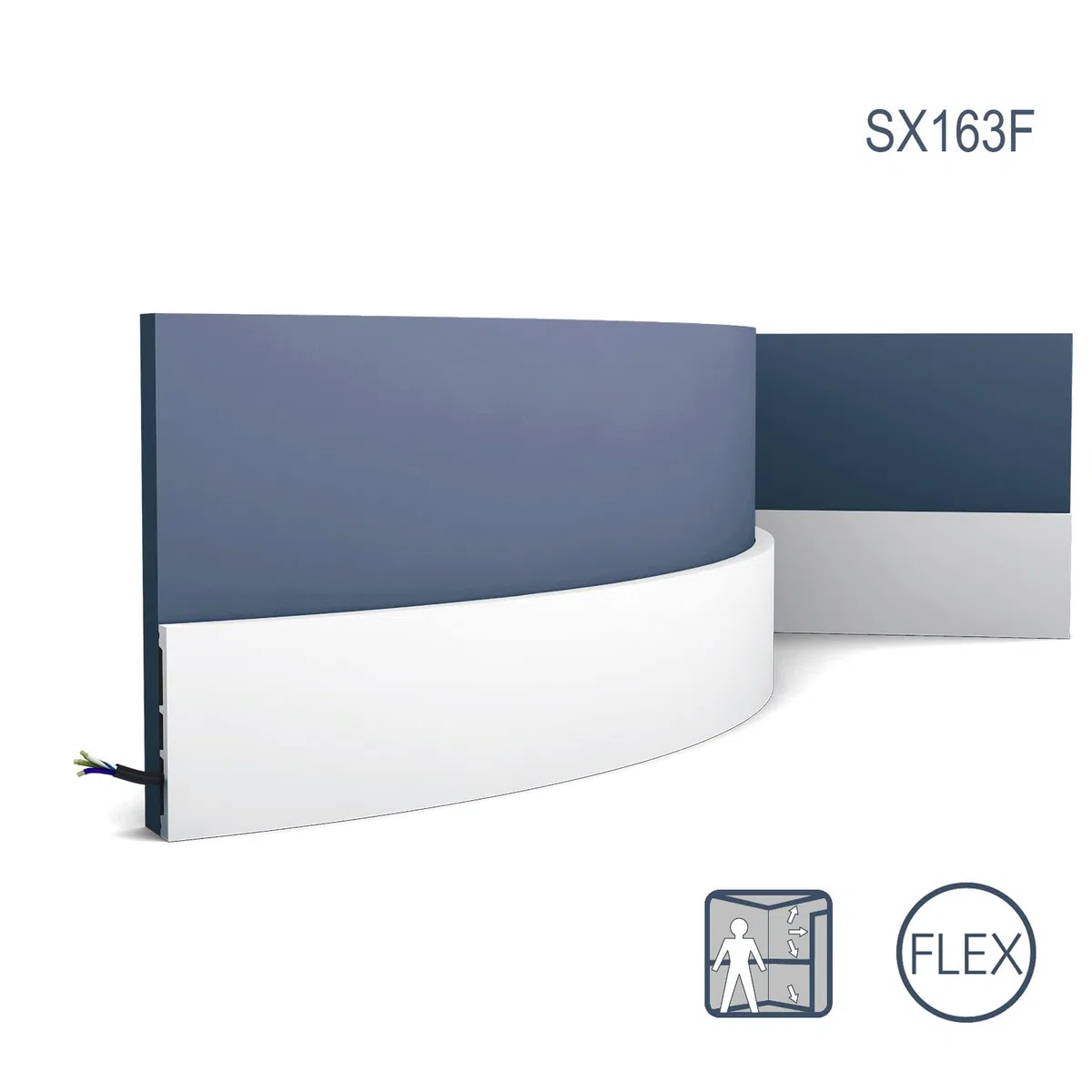 Orac Moulure flexible SX163F SQUARE Polyuréthane lisse angulaire avec passage de câble prétraité