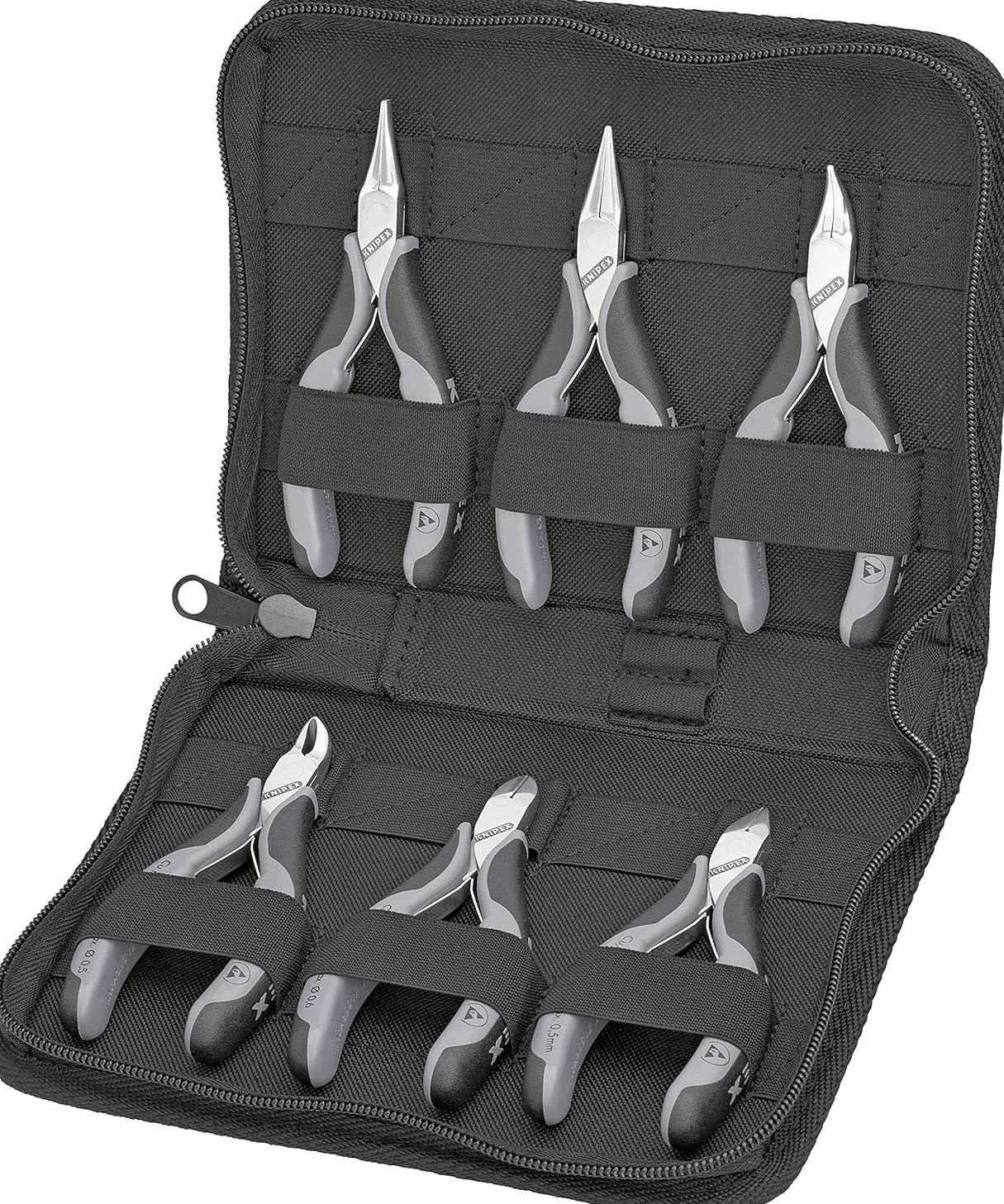 Knipex Jeu de pinces électroniques avec outils pour travaux sur composants électroniques 6 pièces 215 mm, 00 20 17