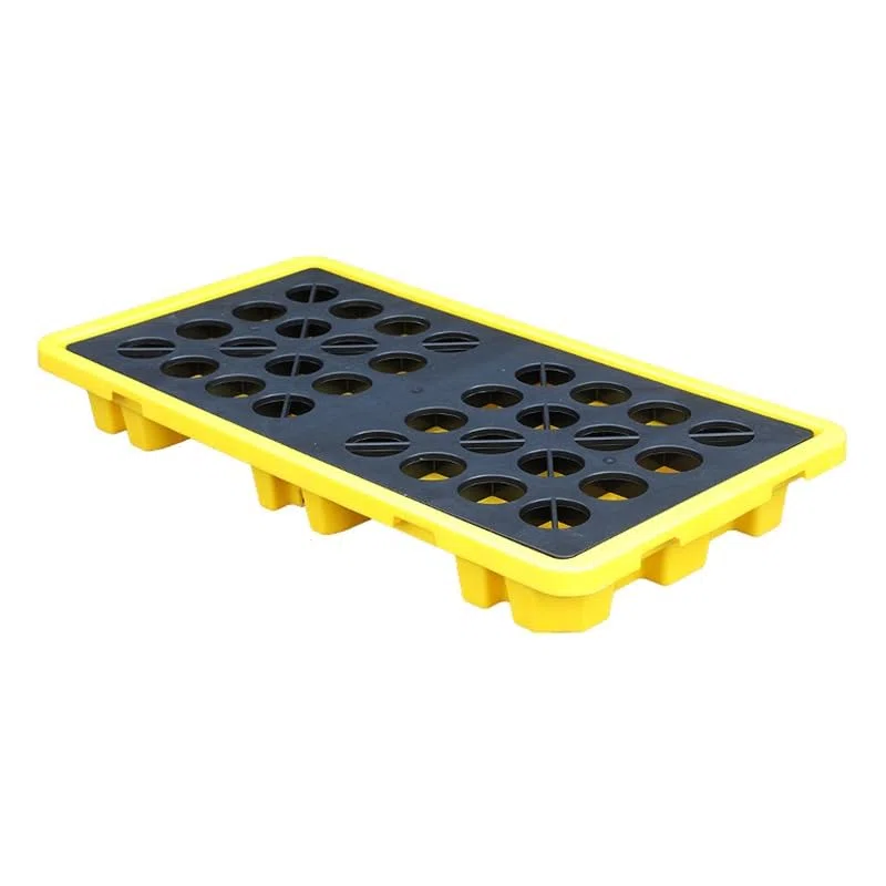 Générique Bac de rétention modulaire Industriel pour fûts d'huile et seaux de Peinture, empilable, pour entrepôts et usines. Solution de Stockage Industrielle (Jaune, 2 pièces, 130 x 68 x 15 cm).