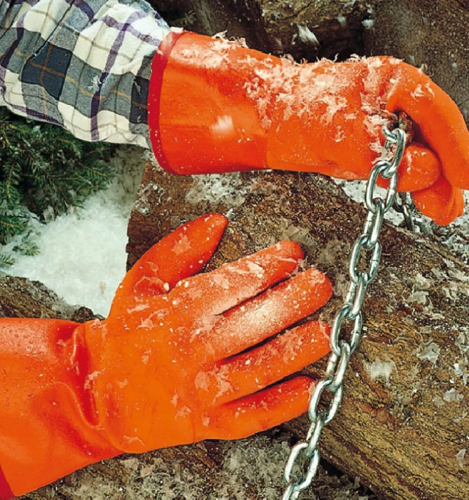 Ansell Polar Grip 23-700 Gants de Travail Multiusage, Résistants aux Huiles et Graisses, Protection Mécanique, Gant de Sécurité Homme Femme, Orange, Taille L (6 Paires)