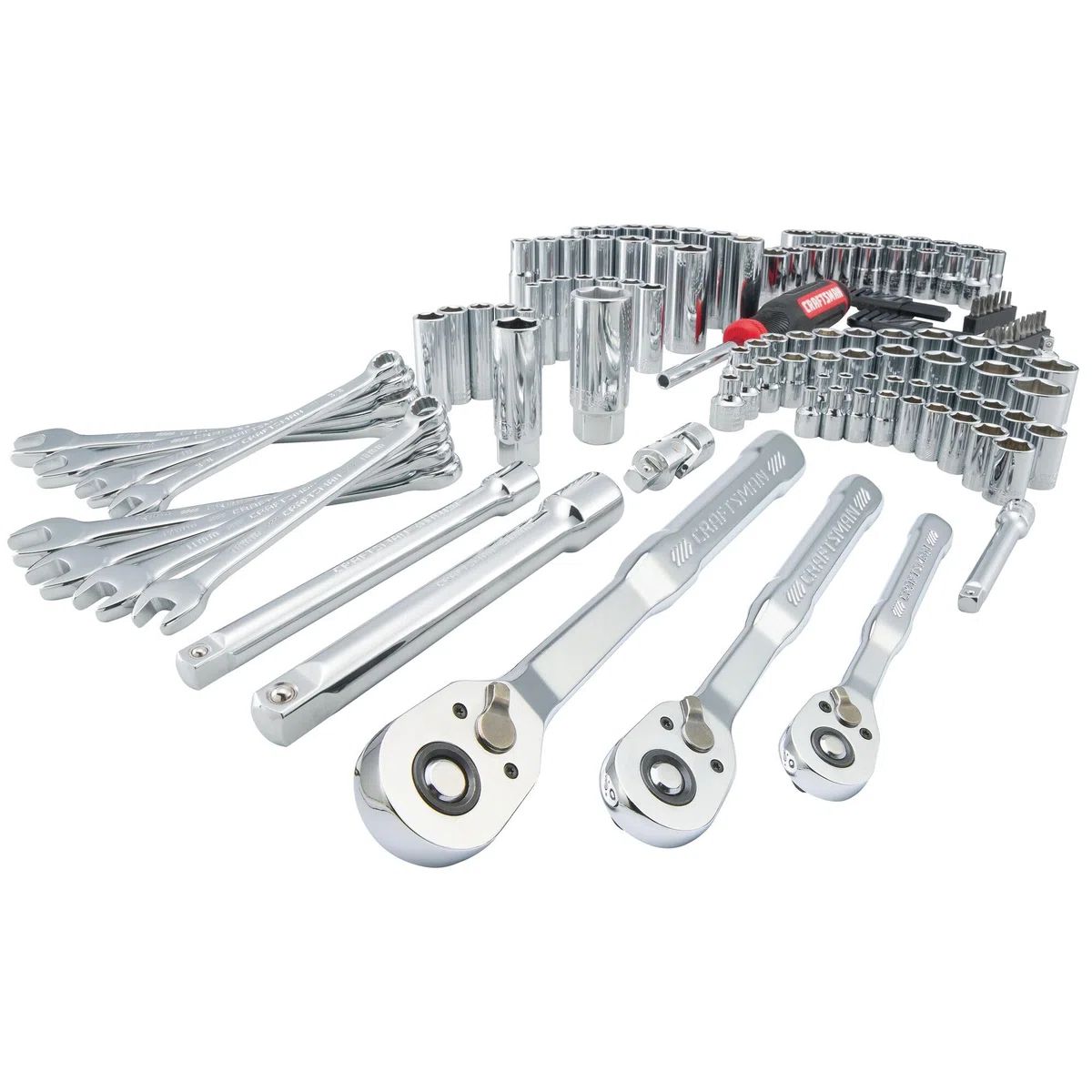 Craftsman CMMT12124 Ensemble d'outils de mécanique, 135 pièces, clés à douille tailles 1/4", 1/2" et 3/8" (6,35, 12,7, 9,5 mm)