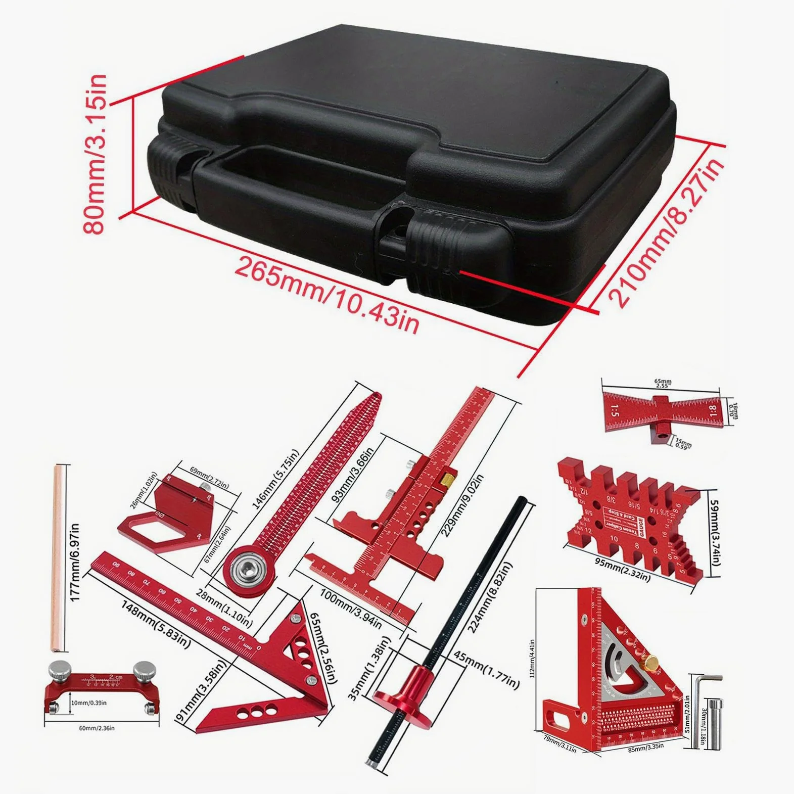 Équerre de Charpente Rapide Outil De Mesure Pour Menuiserie 10 Pièces | Kit d'Équerre de Traçage pour le Plancher, le Garage, les Travaux Extérieurs, la Menuiserie, la Construction