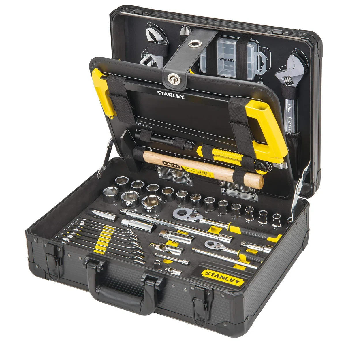 STANLEY Valise de Maintenance 142 Pièces - Pinces et Coupe-Touts, Clé à Molette & BLACK+DECKER Perceuse Visseuse Sans Fil 18 V Li-Ion avec Chargeur - Inclus 80 Accessoires et 2 Batteries