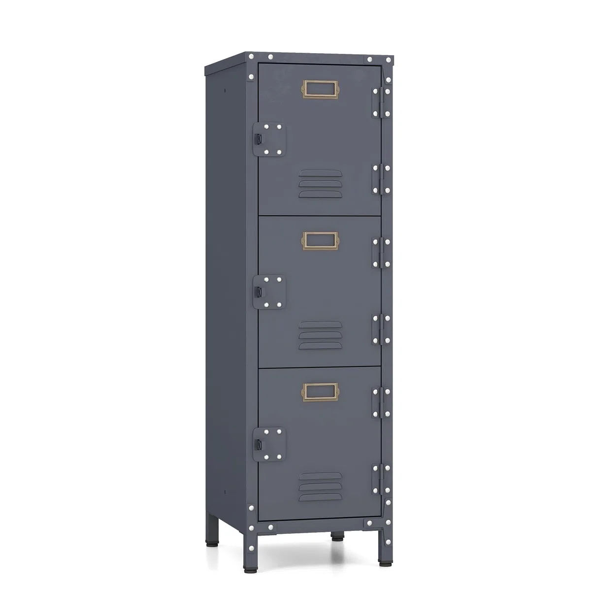 GOPLUS Casier Vestiaire Metallique à 3 Portes Verrouillables, 30x36x100 CM, Armoire Vestiaire Industriel, Combinaison Personnalisé avec Étagère Verticale Empliable, Idéal pour Bureau, École, Garage
