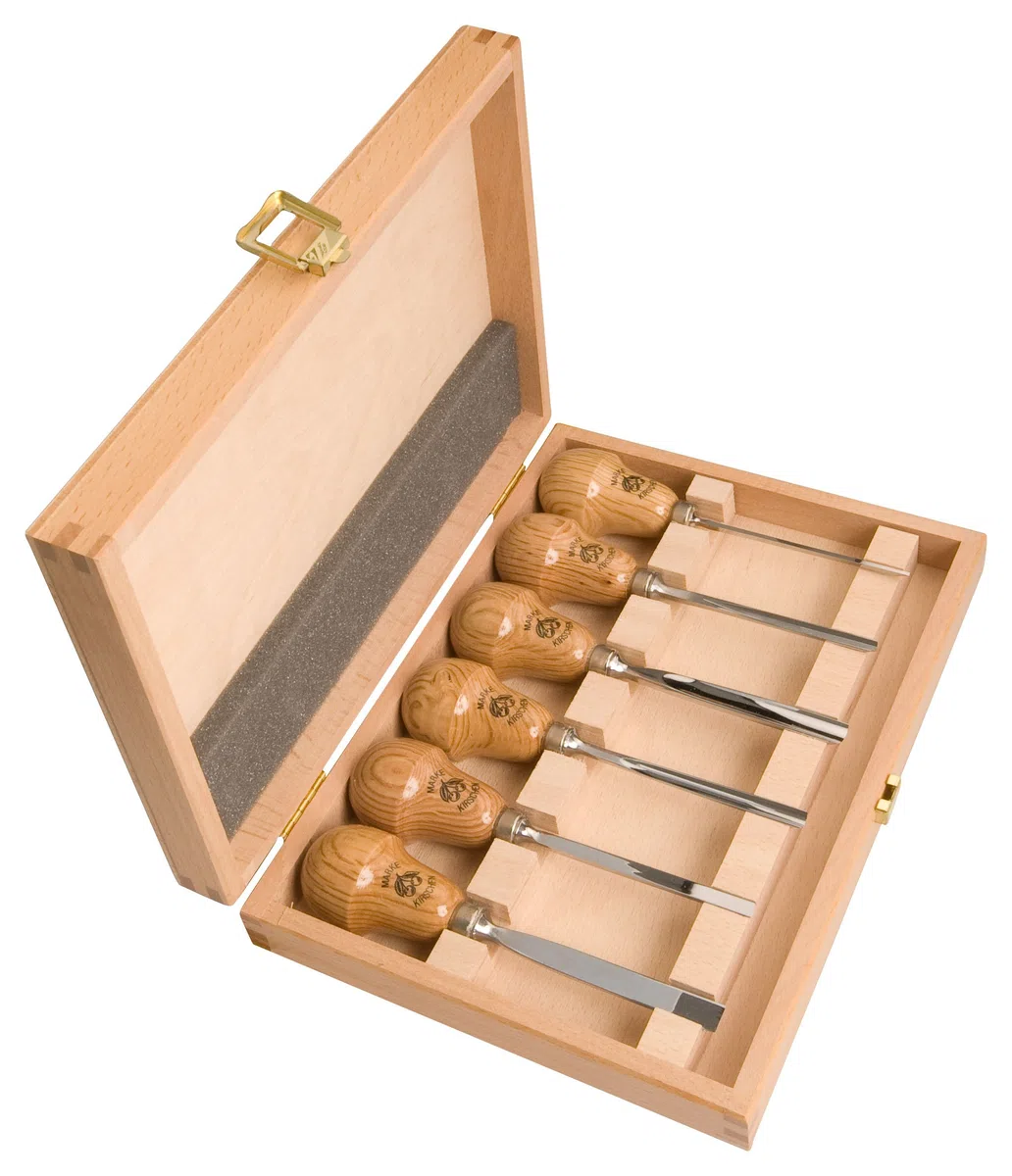 Kirschen Jeu de 6 outils de sculpteur, coffret en bois