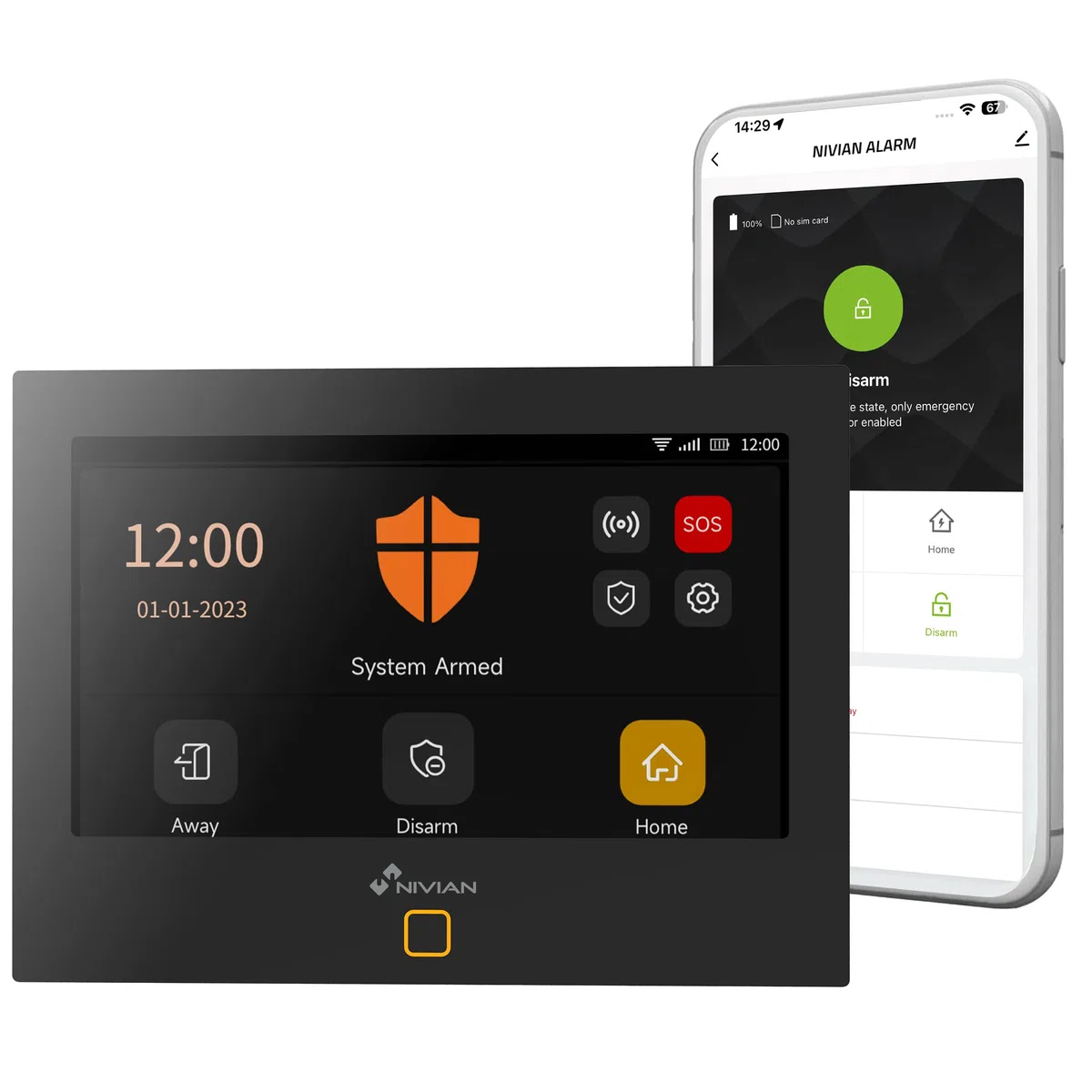 Nivian Système d’Alarme WiFi + GSM 4G Intelligent pour Maison ou Bureau – Kit Complet sans Fil avec Sirène Intégrée, Capteur de Mouvement, Détecteur d’Ouverture, Télécommande – App TUYA, SMS & Appels