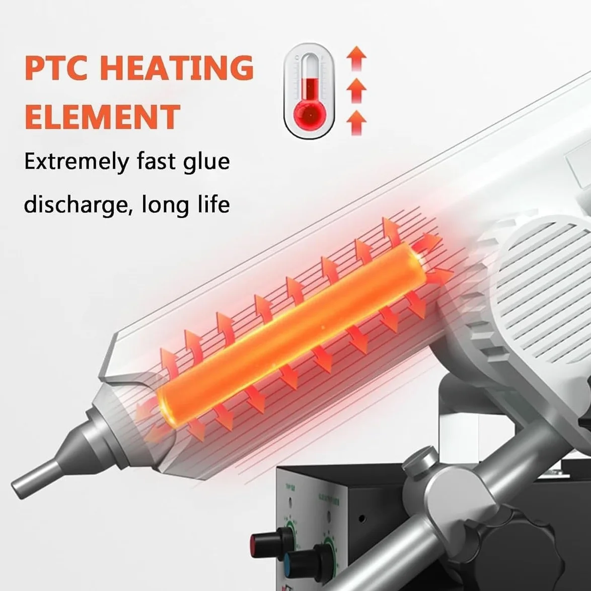 Machine à colle thermofusible à pédale avec température et angle réglables, distributeur de colle, dispositif d'égouttage automatique de colle avec buse de 2,6 mm pour le scellage
