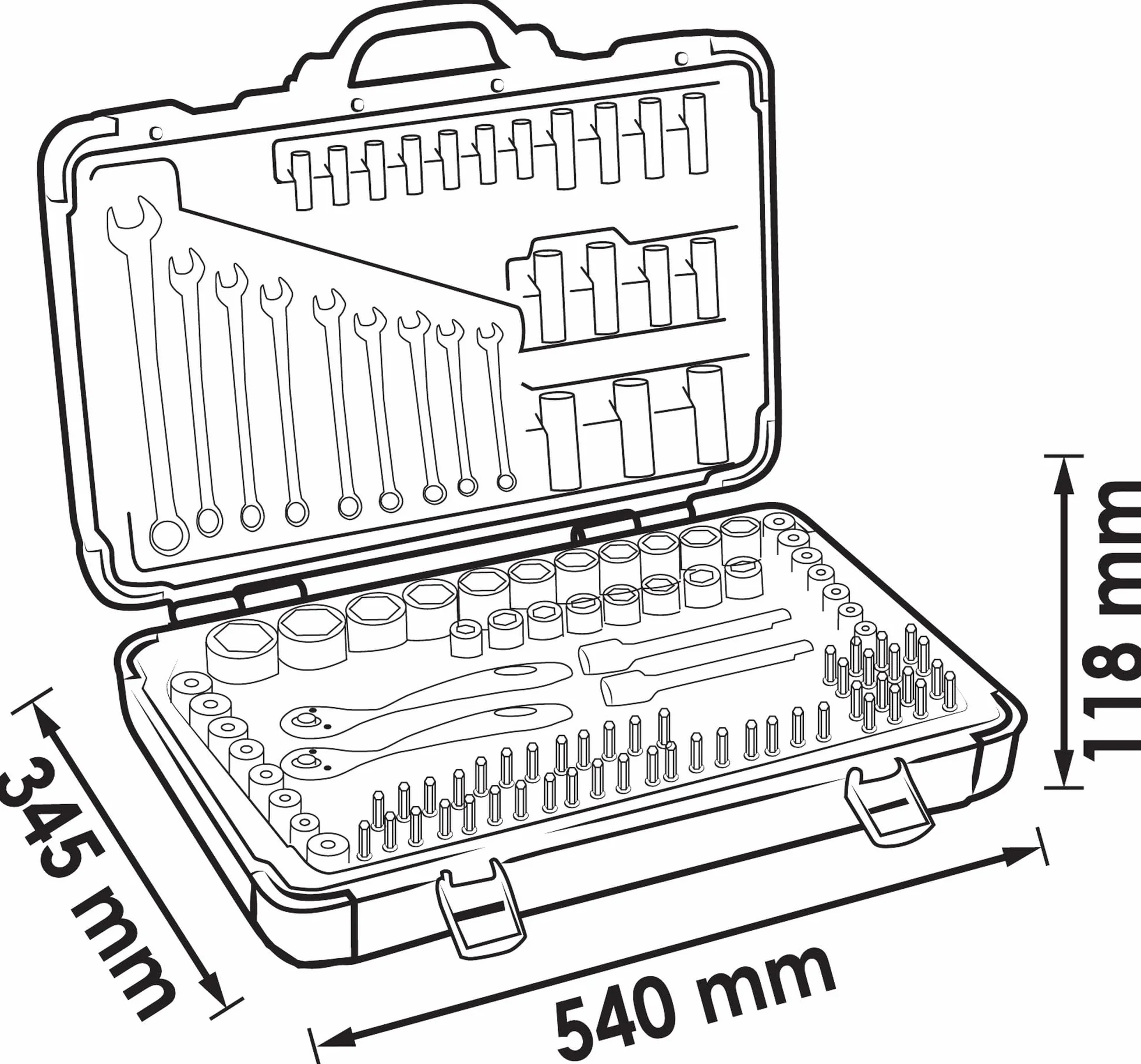 ViGOR Jeu de clés à douilles V3277N I Jeu de 212 pièces I avec cliquets réversibles, rallonges, divers embouts et clés à douilles I Jeu complet pour commande manuelle'.