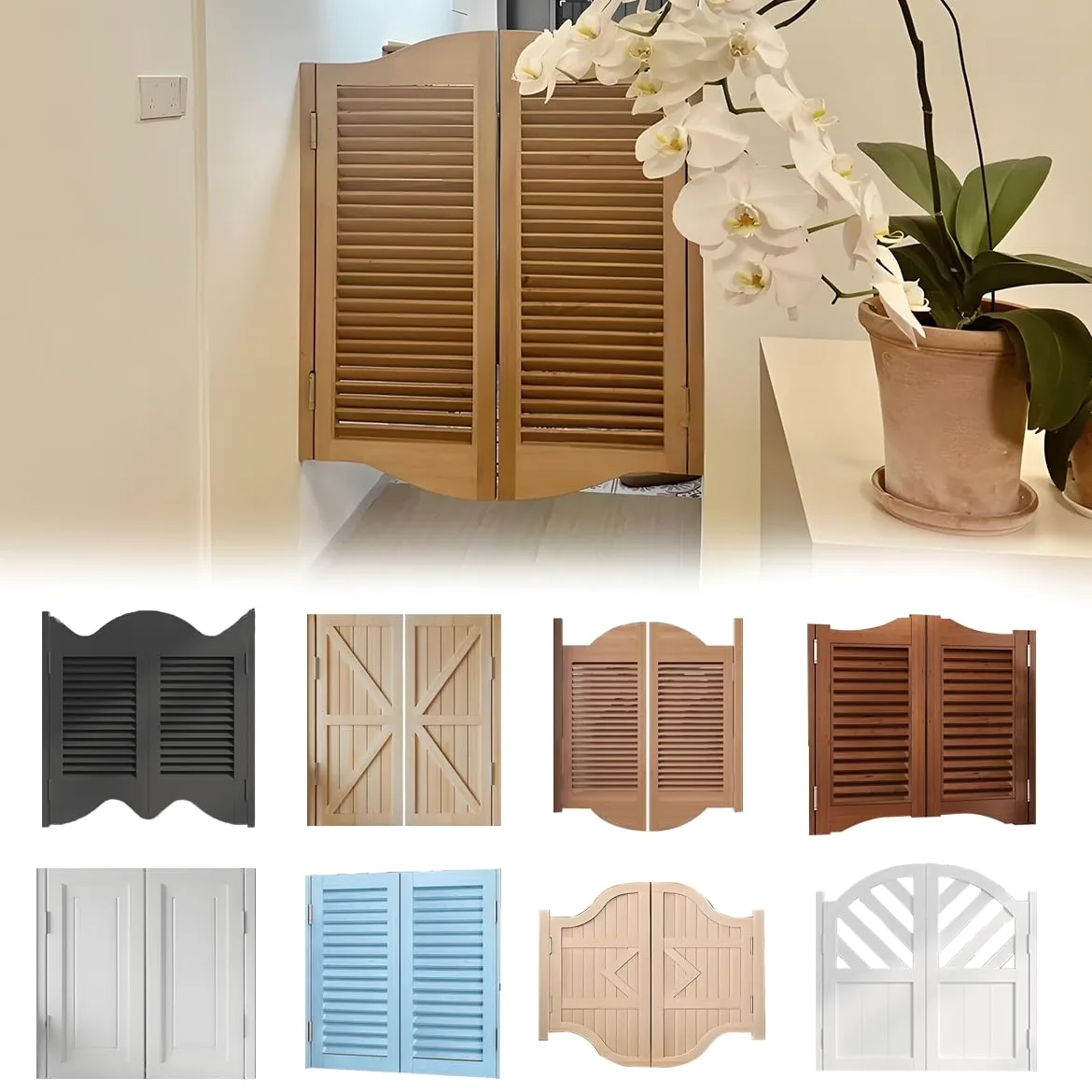 Portillon De Jardin, Porte Battante En Bois, Porte Partition, Porte Saloon 70cm 94cm 114cm 135cm 150cm, Double Portes Intérieure Avec Charnières, Pour Bar, Café