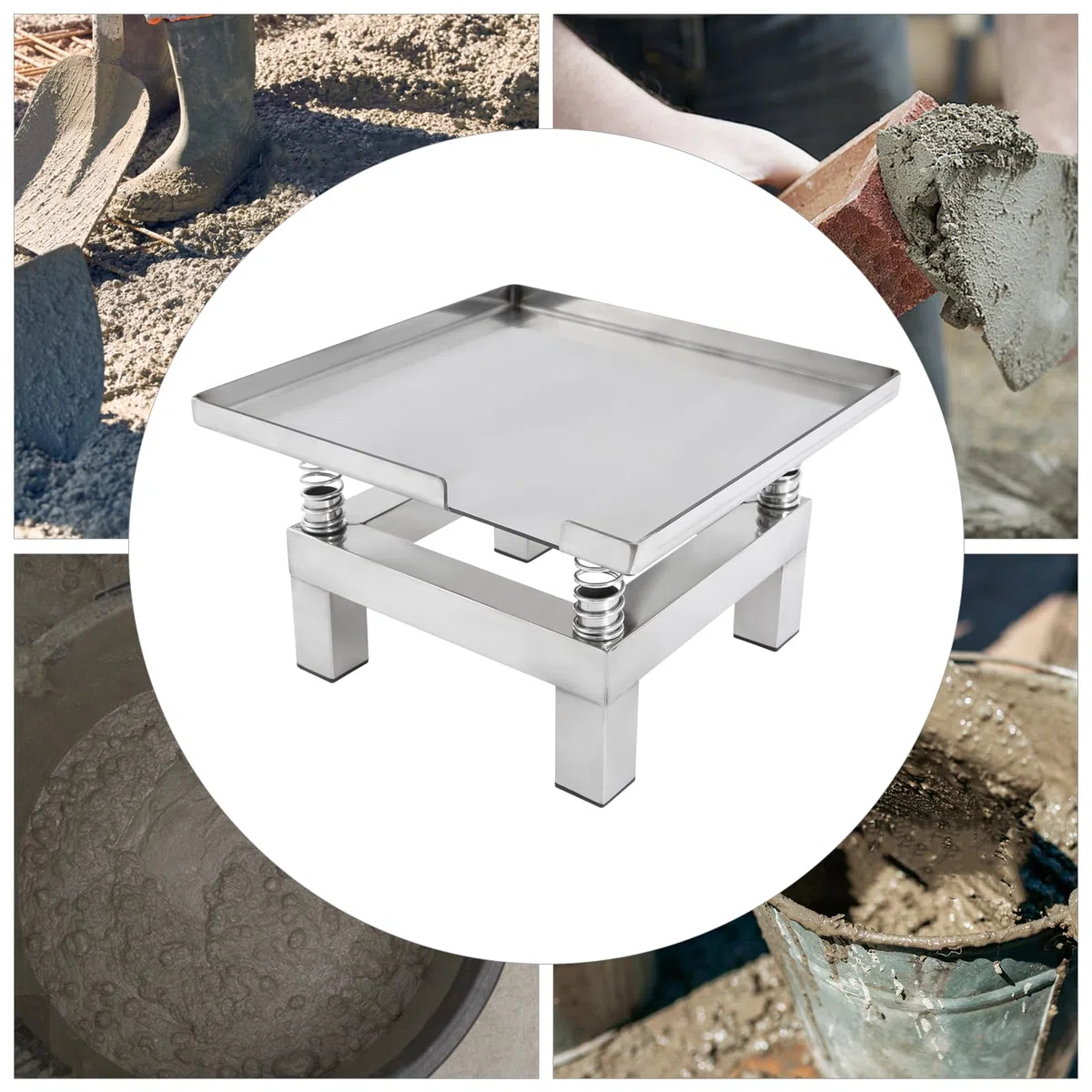 Table vibrante en acier inoxydable 50 W 3000-3600 tr/min – Plate-forme vibrante compacte pour tests de béton et contrôle de qualité – Table vibrante de laboratoire avec entraînement de précision