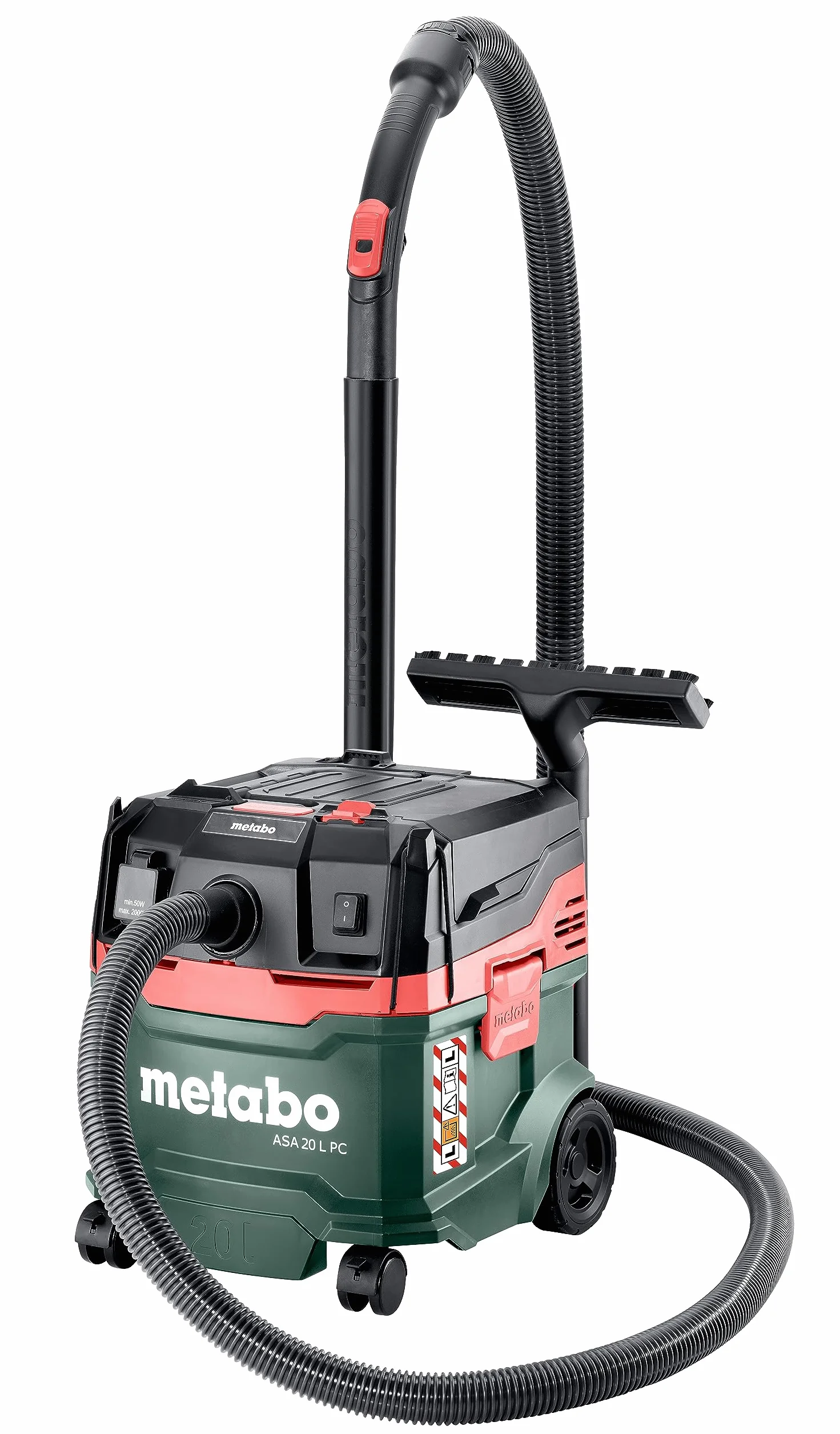 metabo ASA 20 L PC, Aspirateur Eau et Poussière 1200 W, Classe L | Nettoyage de filtre manuel PressClean, cuve 20 l, fonction soufflerie, câble 5,5 m, avec accessoires, sans sac