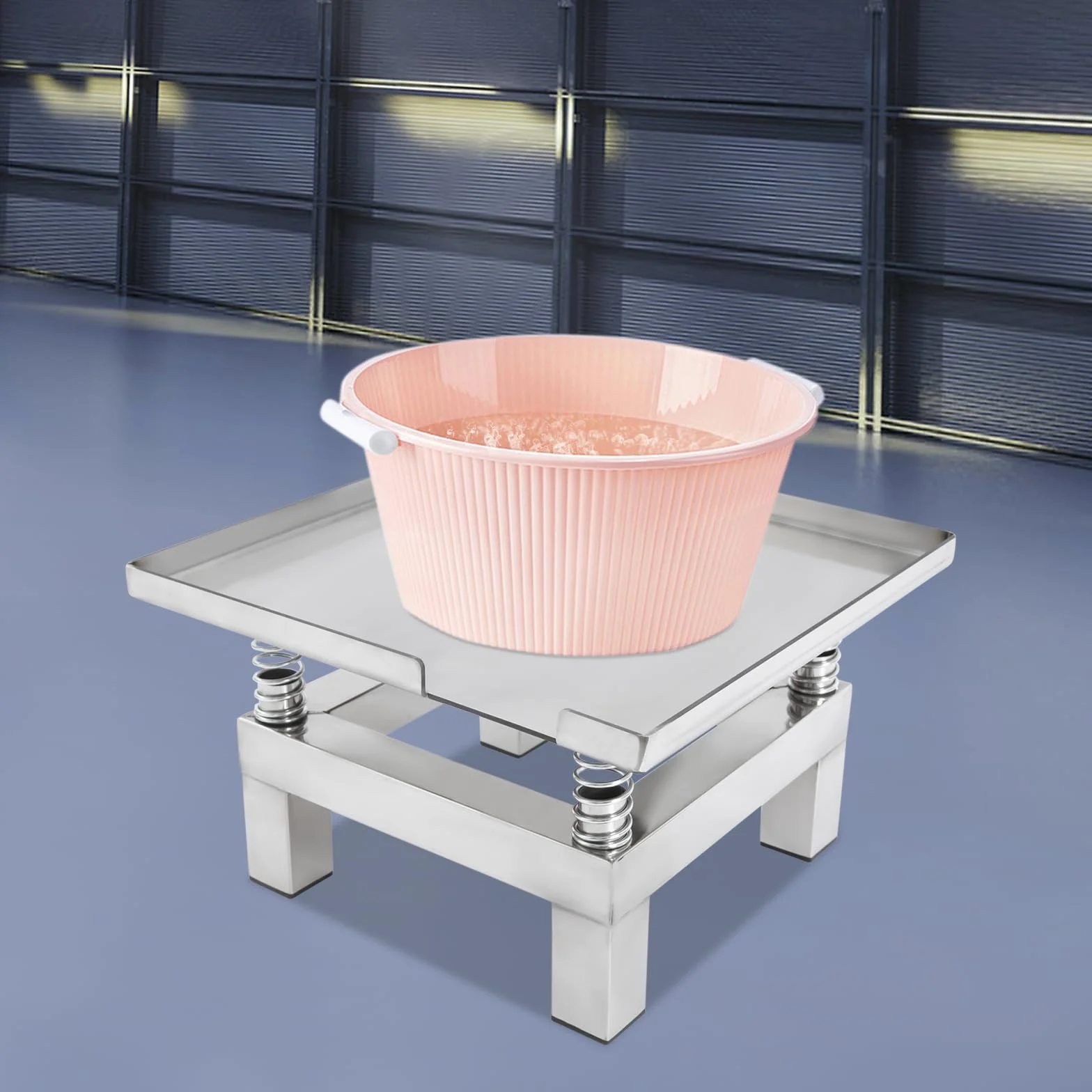 Table vibrante en acier inoxydable 50 W 3000-3600 tr/min – Plate-forme vibrante compacte pour tests de béton et contrôle de qualité – Table vibrante de laboratoire avec entraînement de précision