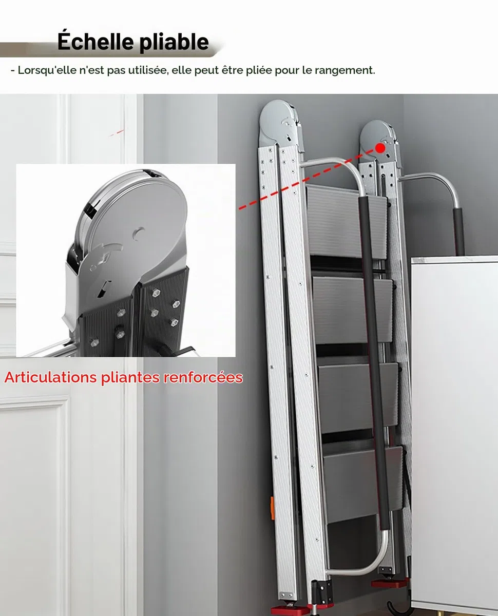 Echelle de Grenier Échelle en Métal Noir pour Grenier, Échelle de Sortie de Grenier Pliable avec Poignées et Crochets de Sécurité, Escalier de Grenier en Aluminium, Monter les Escaliers Facilement(10