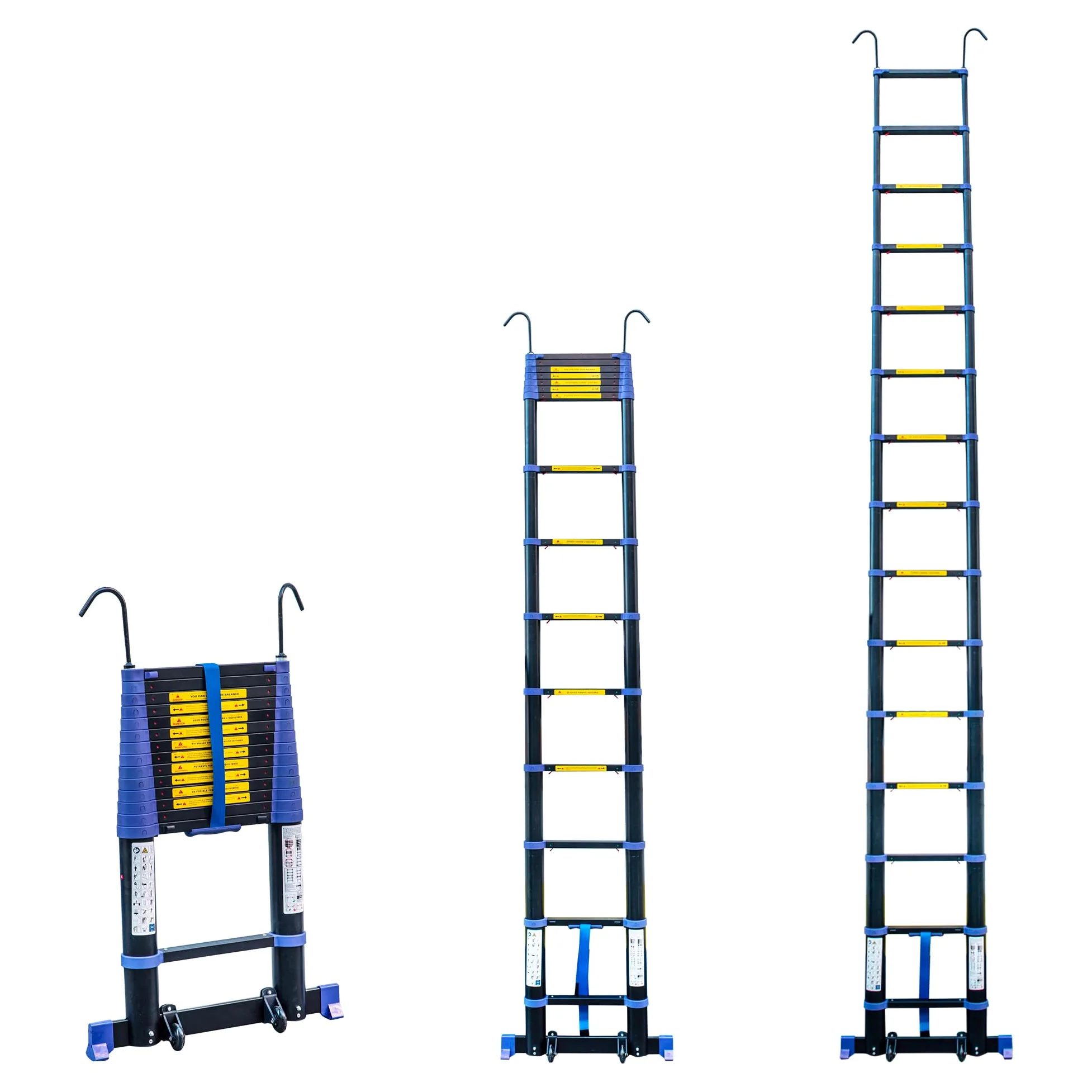 HOSTRÖM Echelle telescopique 4,4m, Aluminium, Pliable, Extensible, Multi-Fonction, H Travail Max 5,3m, Crochets Amovibles, Garantie 5ans