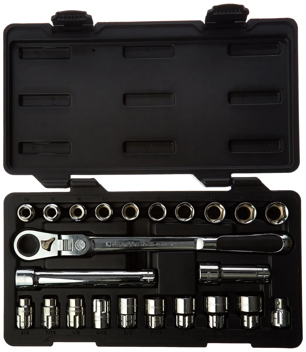 GearWrench Clé à molette 23 pièces. Taille 10mm, 6 pt. Pass-Thru 893823, boîte à outils de mécanique, standard, SAE/métrique
