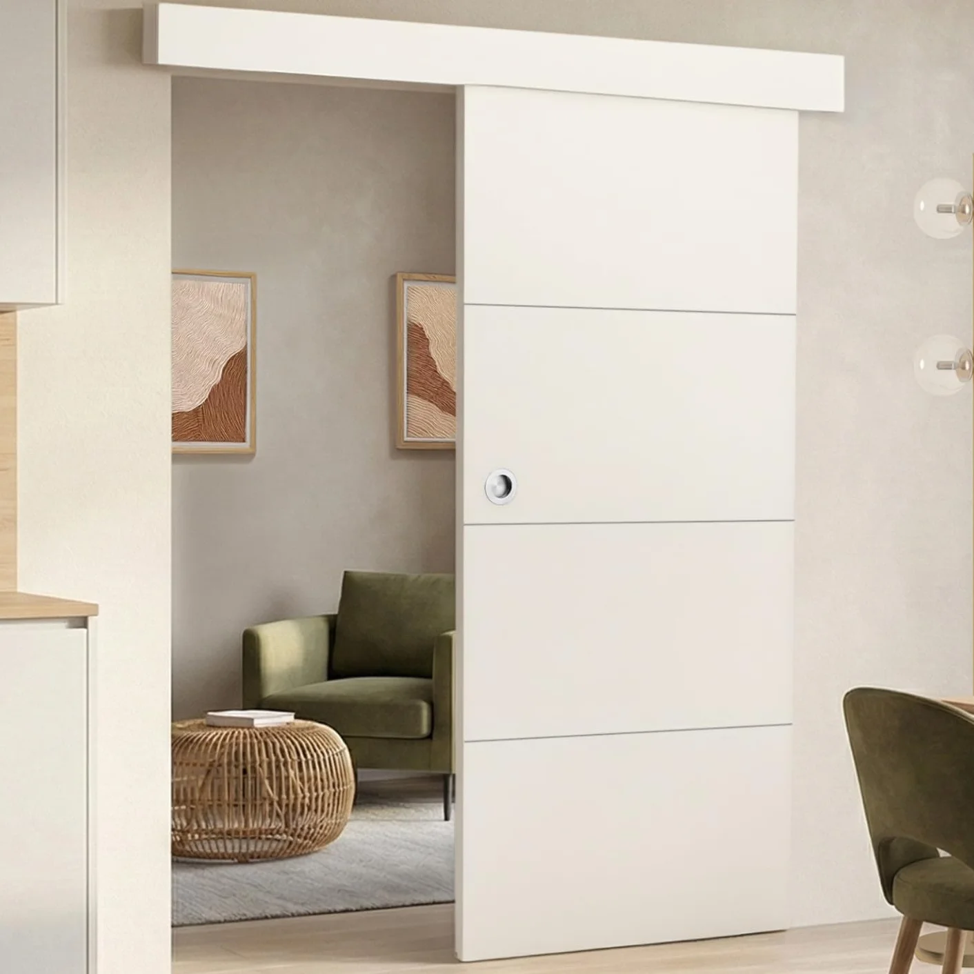 IDMarket - Kit porte coulissante blanc 83 cm avec rail et fixations