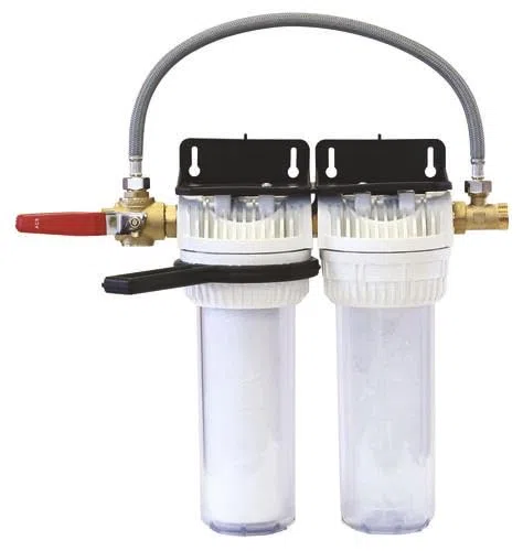 AQUAWATER - Station Filtre Double Anti-Tartre Avec By-Pass Breveté - 9''3/4 - Équerre De Fixation Et Clé De Desserrage Incluses - Blanc - Débit Max 1,5 m3/h - 12 mois | Une protection longue durée contre les impuretés et le tartre, avec changement de cart