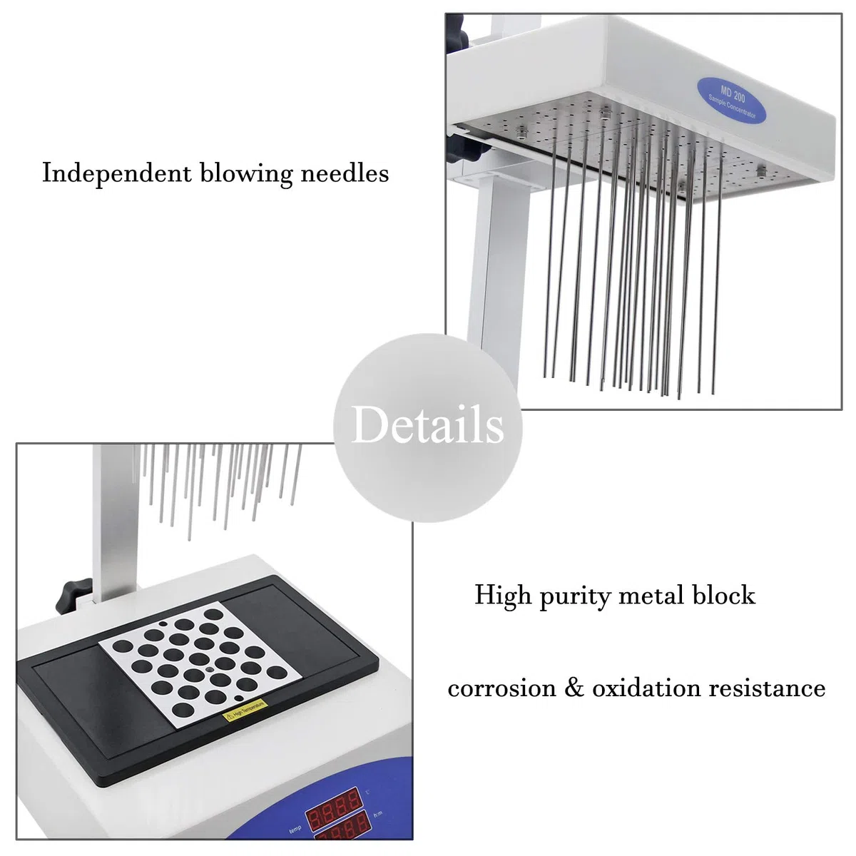 Md200?1 L'azote évaporateur avec bloc 13 9 x Dia 26 mm ambiante + 5 C-150 C Lab Scientifique Instrument