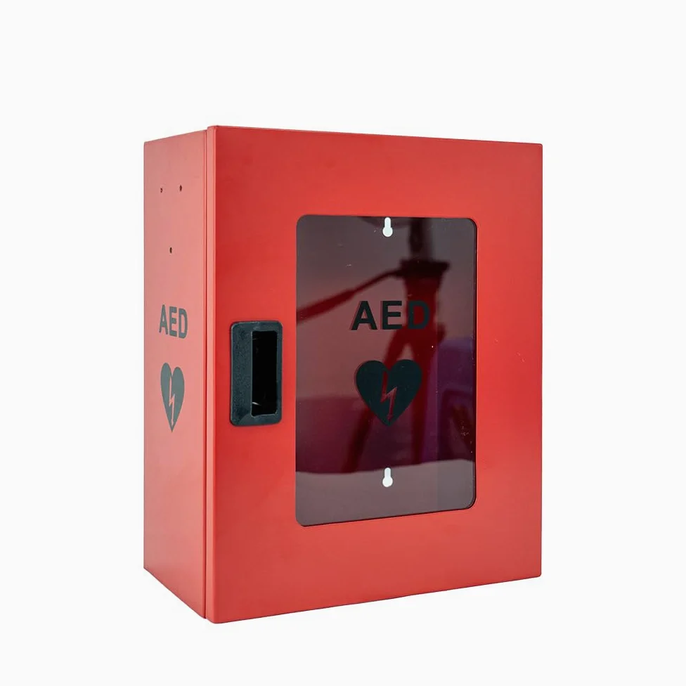 ISOP Armoire pour défibrillateur – Armoire pour DEA – Boîte pour DEA – Support pour défibrillateur – Vitrine pour DEA – Boîte Rouge pour équipements de sécurité Incendie – 36 × 29 × 17 cm – Rouge