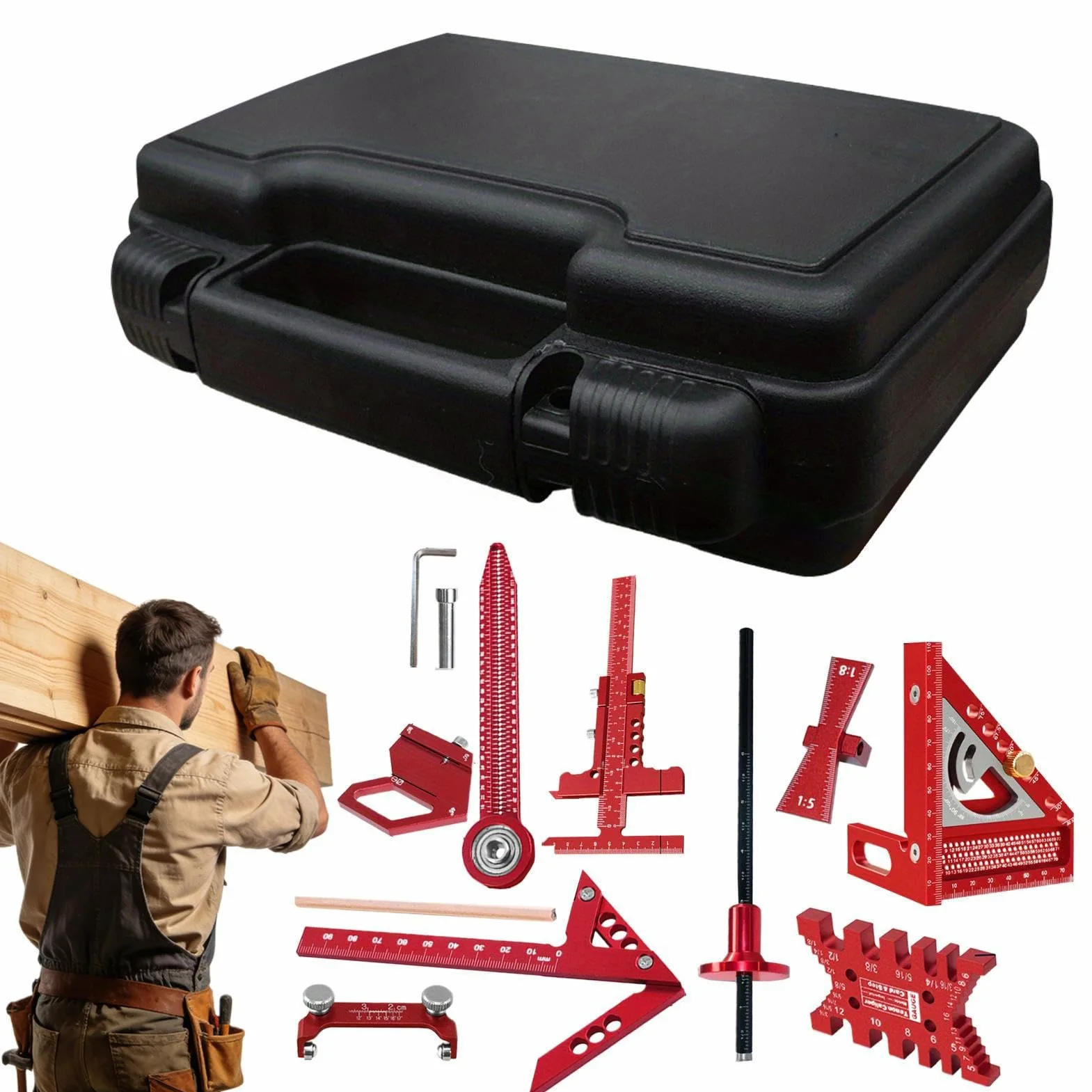 Équerre de Charpente Rapide Outil De Mesure Pour Menuiserie 10 Pièces | Kit d'Équerre de Traçage pour le Plancher, le Garage, les Travaux Extérieurs, la Menuiserie, la Construction