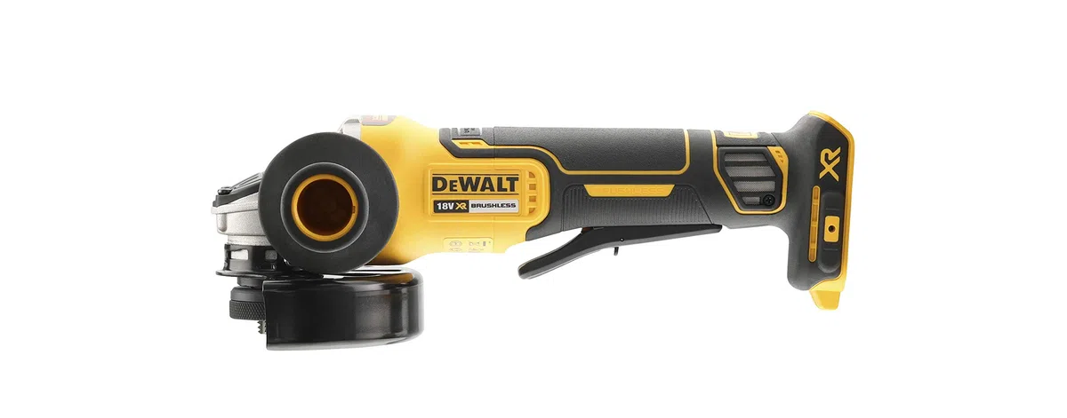 DEWALT - Meuleuse Brushless XR 18V 5Ah Li-Ion - DCG406NT-XJ - Meuleuse sans Fil avec Interrupteur à Palette - Lame Ø125mm - 1000W & Coffret de 100 Pièces de Perçage et Vissage Haute Performance