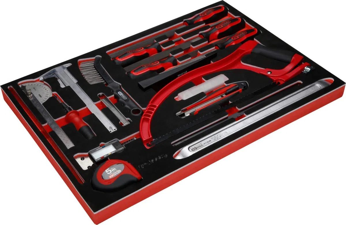 KS TOOLS Jeu d'outils de mesure et de limes en tissu de protection, 28