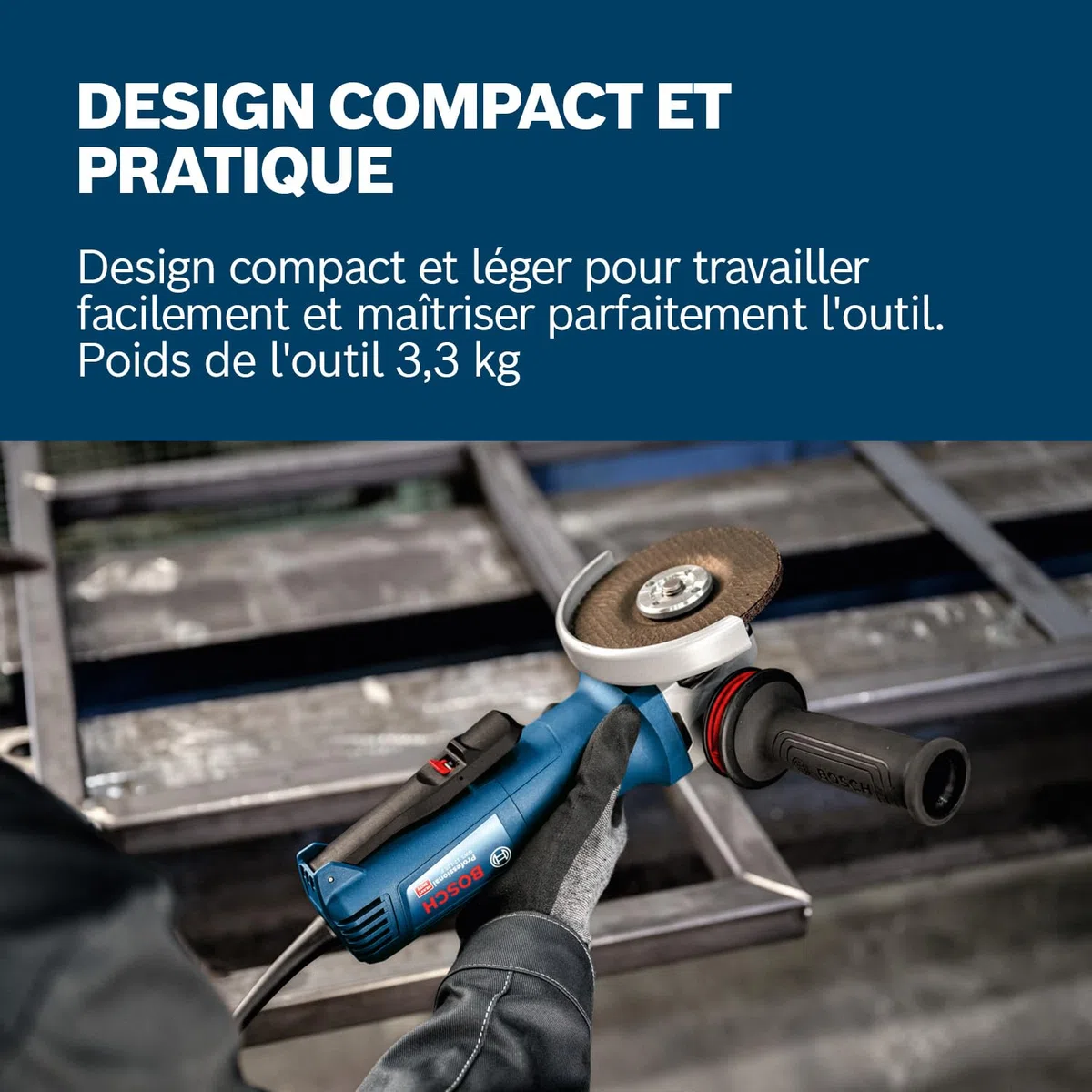 Bosch Professional Meuleuse angulaire filaire GWS 12-125 P (Ø disque : 125 mm, 1 200 W, y compris poignée auxiliaire Vibration Control, capot de protection, clé à ergots)