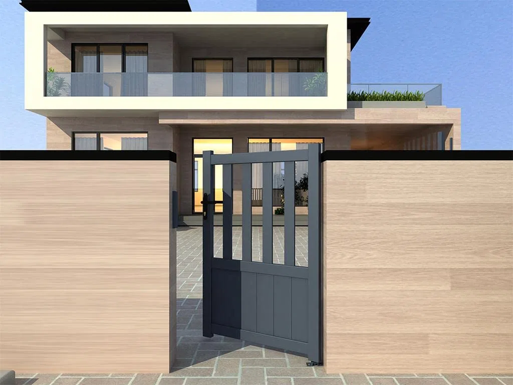 Portillon battant aluminium ajouré L100 x H140 cm anthracite BARTOS