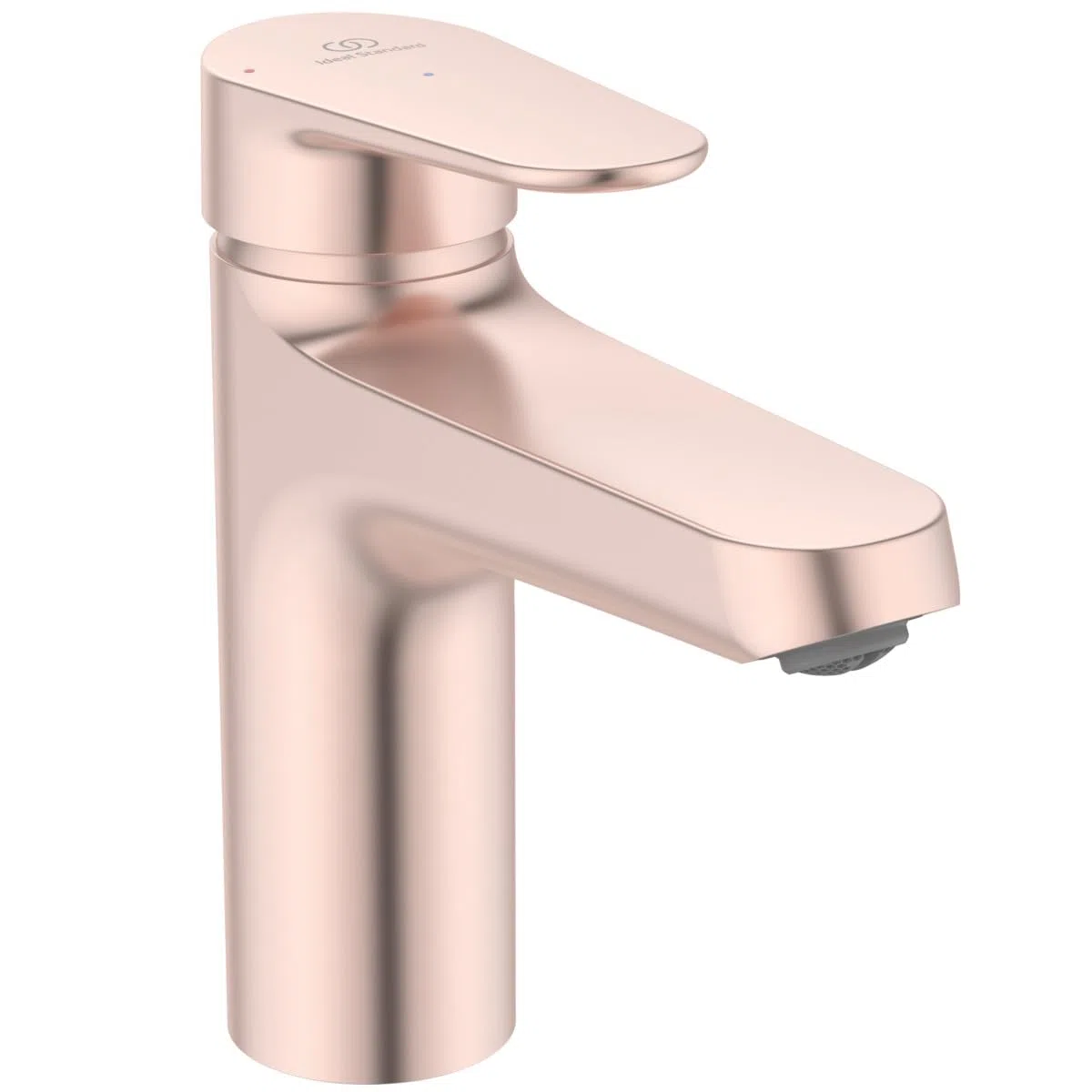 Ideal Standard – Alu+ Mélangeur de lavabo, 120 mm projection de jet, Redresseur de flux, économie d'eau, technologie Blue Start, système FirmaFlow, éléments de base en aluminium, Rosé