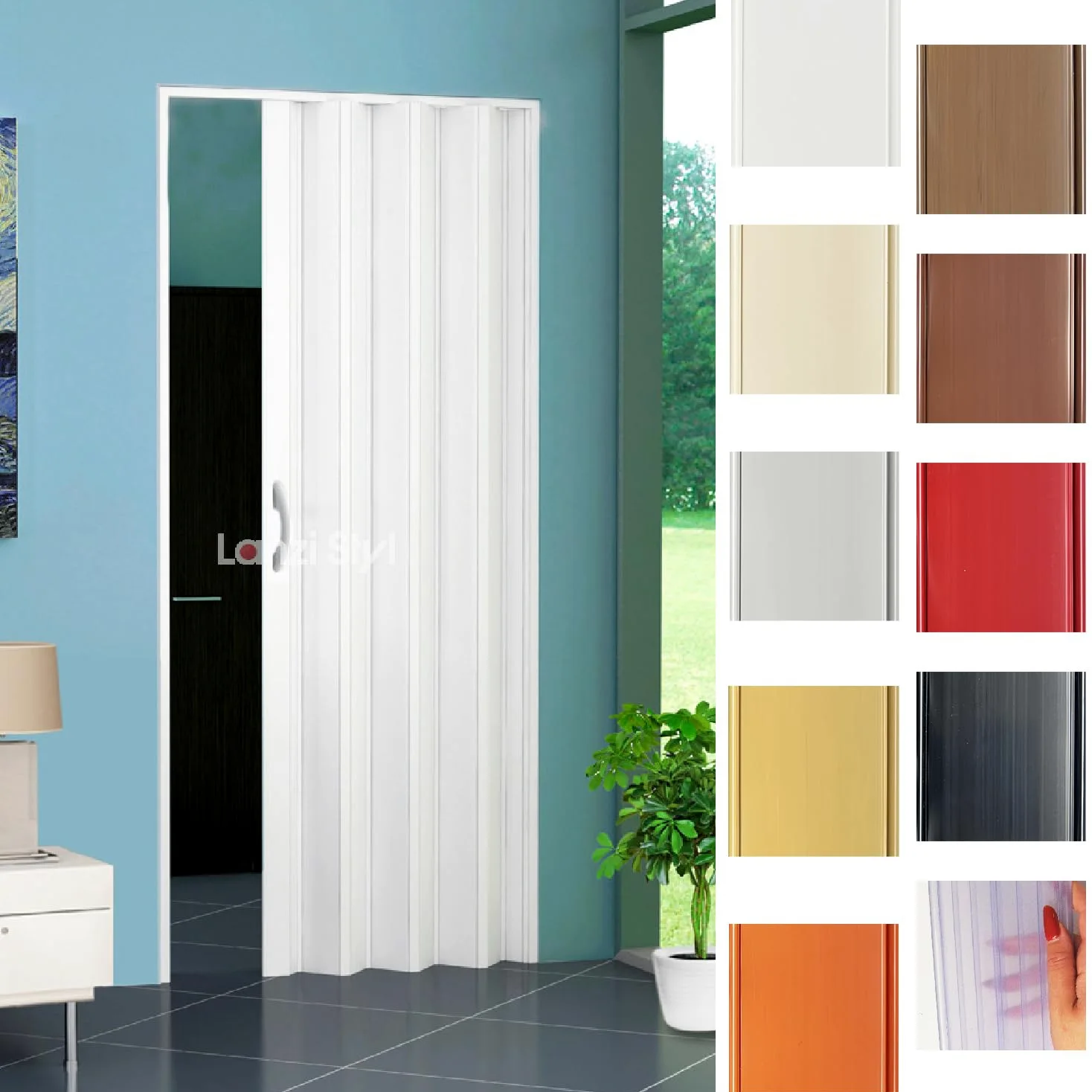 PORTE PLIANTE Mod Lorella TOUT SUR VOTRE MESURE en PVC différentes couleurs Panneaux disponibles en hauteurs 220 250 cm PRIX DE DÉPART tailles de 0 à 95 x 220 y compris accessoires instructions vidéo