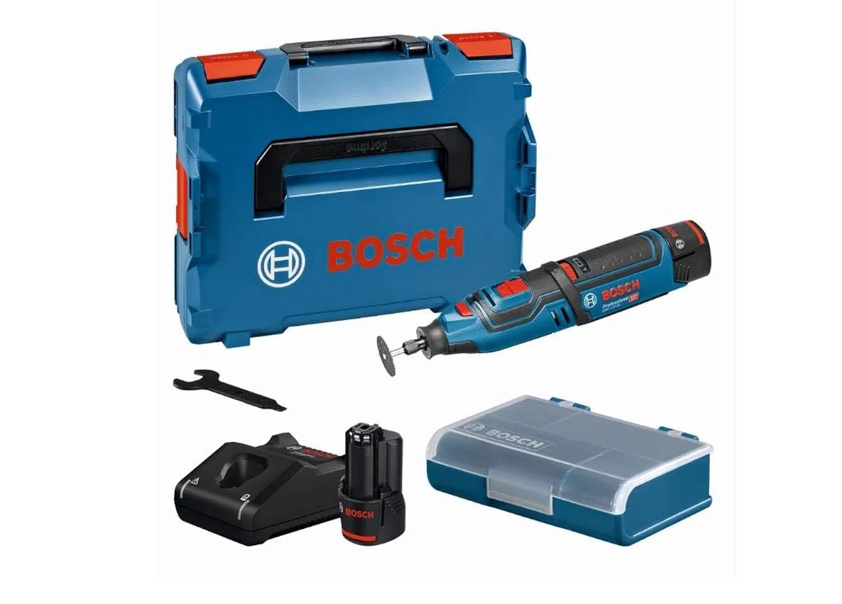 Bosch Professional 12V System outil rotatif sans-fil GRO 12V-35 (régime à vide : 5 000 – 35 000 tr/min, avec 2 batteries 2,0 Ah, chargeur rapide, L-BOXX)
