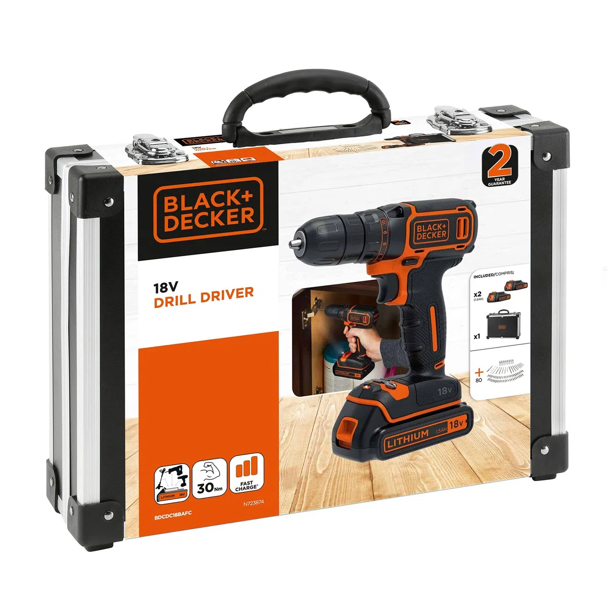 STANLEY Valise de Maintenance 142 Pièces - Pinces et Coupe-Touts, Clé à Molette & BLACK+DECKER Perceuse Visseuse Sans Fil 18 V Li-Ion avec Chargeur - Inclus 80 Accessoires et 2 Batteries