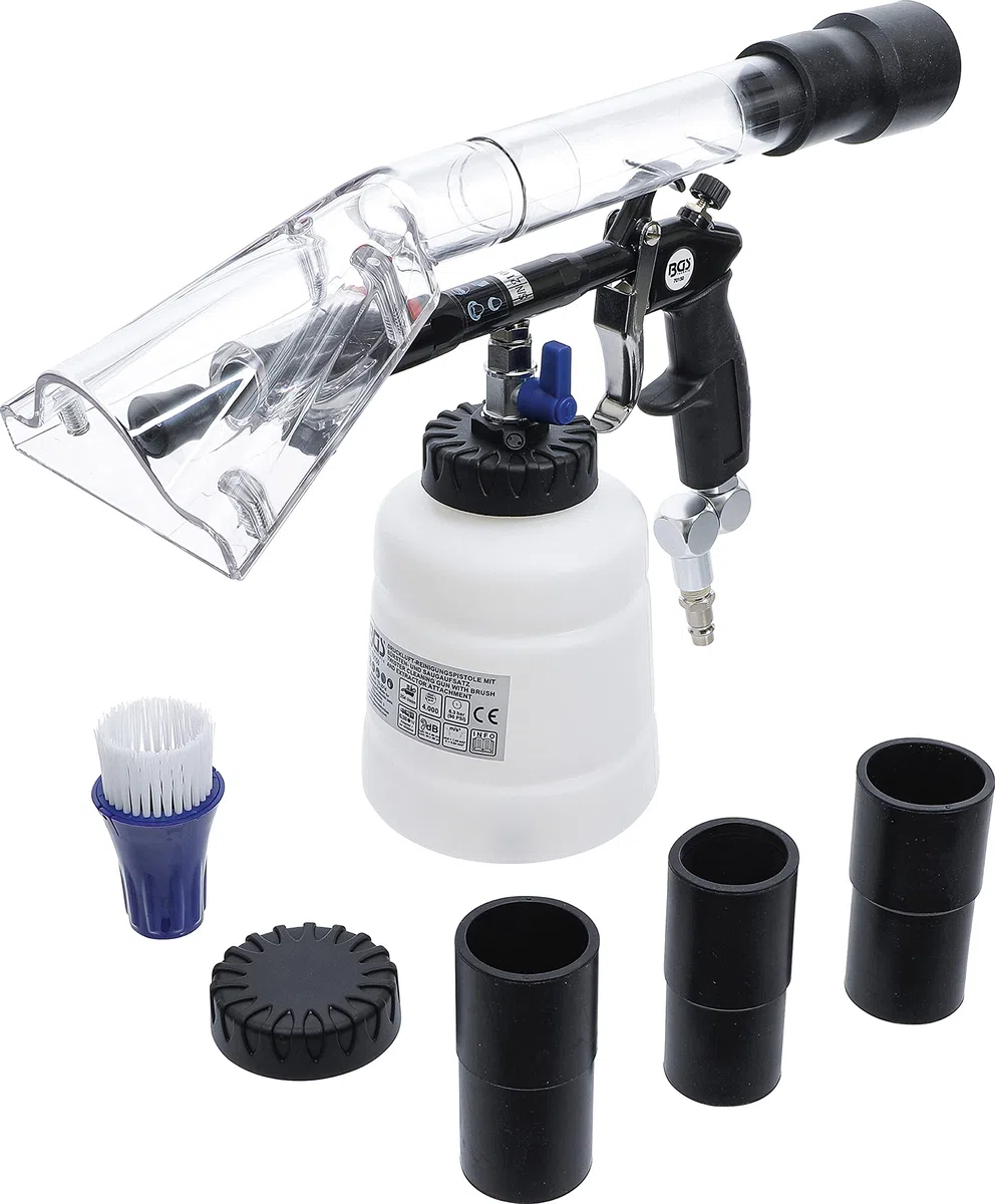 BGS 70150 | Pistolet pneumatique de nettoyage avec brosse et accessoire d’aspiration | 7 pièces