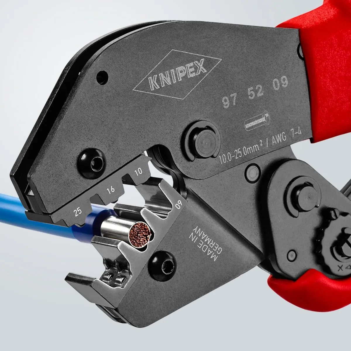Knipex Pince à sertir également pour prise à deux mains avec gaines en plastique antidérapantes 250 mm, 97 52 09