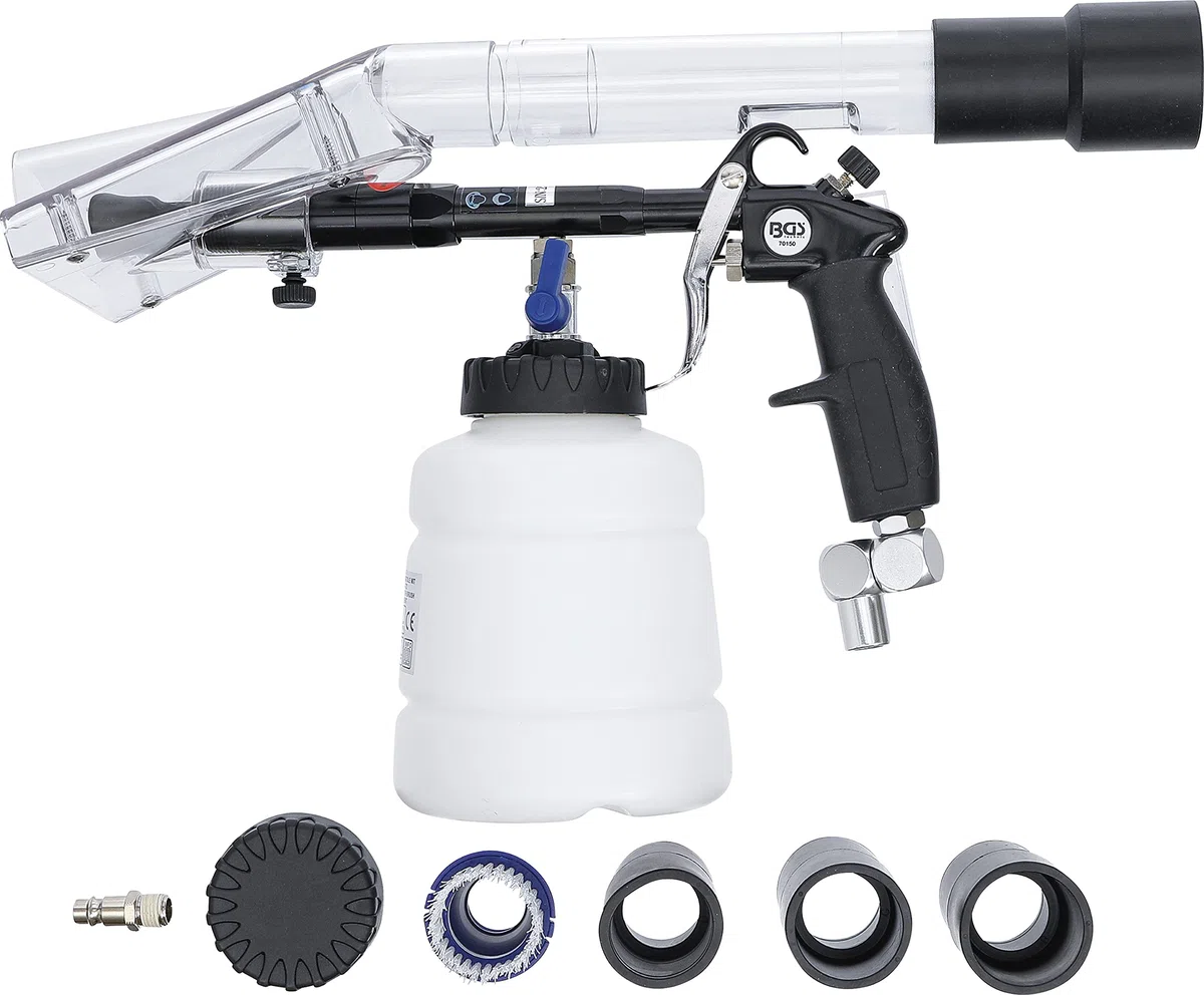 BGS 70150 | Pistolet pneumatique de nettoyage avec brosse et accessoire d’aspiration | 7 pièces