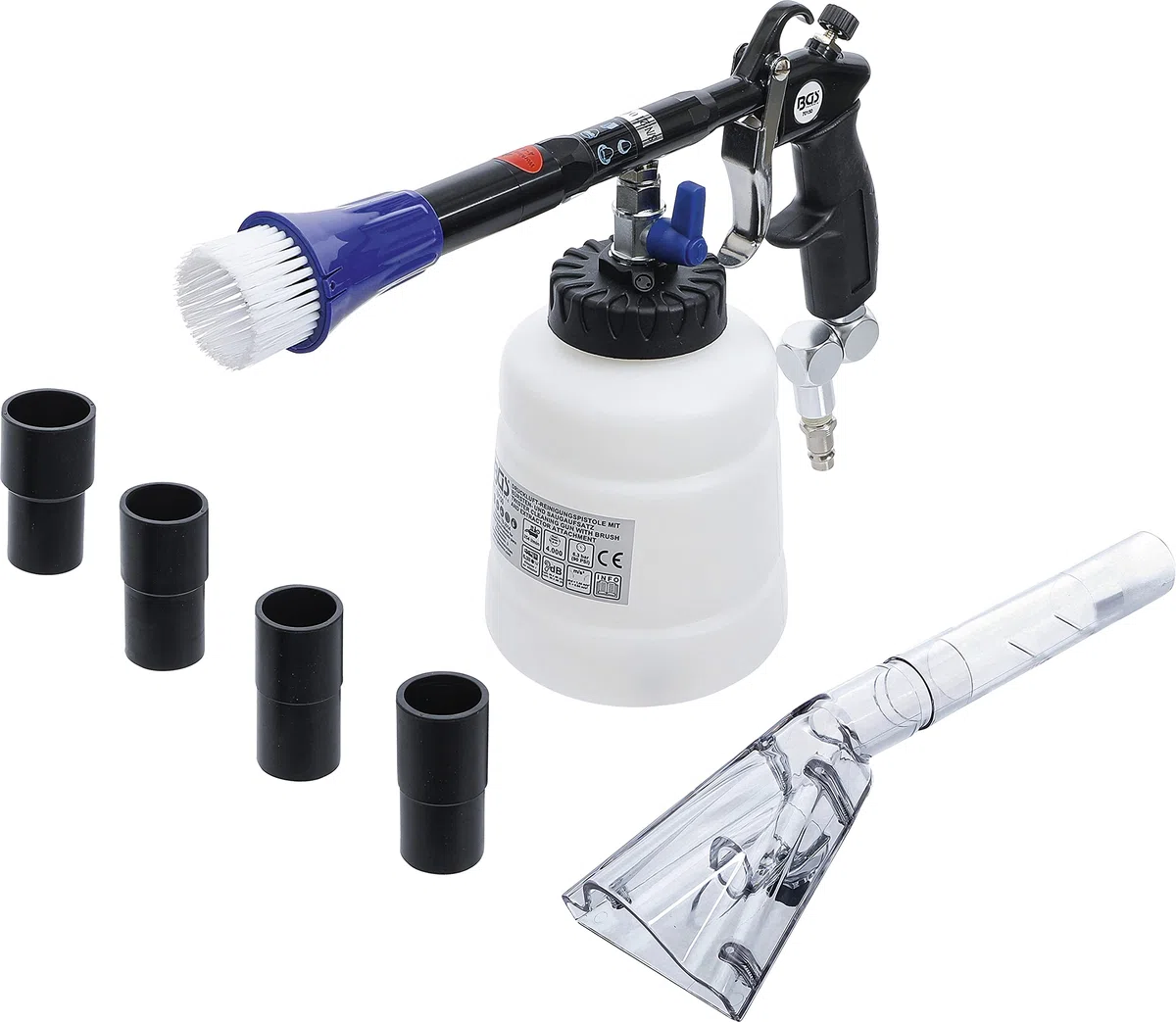 BGS 70150 | Pistolet pneumatique de nettoyage avec brosse et accessoire d’aspiration | 7 pièces