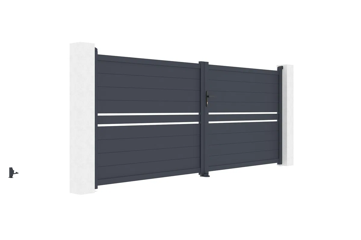 Casanoov Portail battant 4m CIMONE H.160 aluminium gris