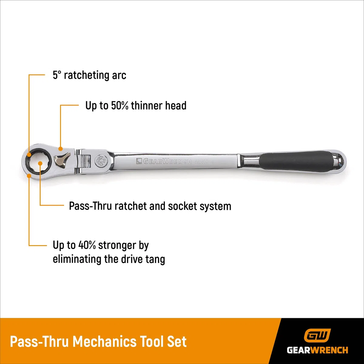 GearWrench Clé à molette 23 pièces. Taille 10mm, 6 pt. Pass-Thru 893823, boîte à outils de mécanique, standard, SAE/métrique
