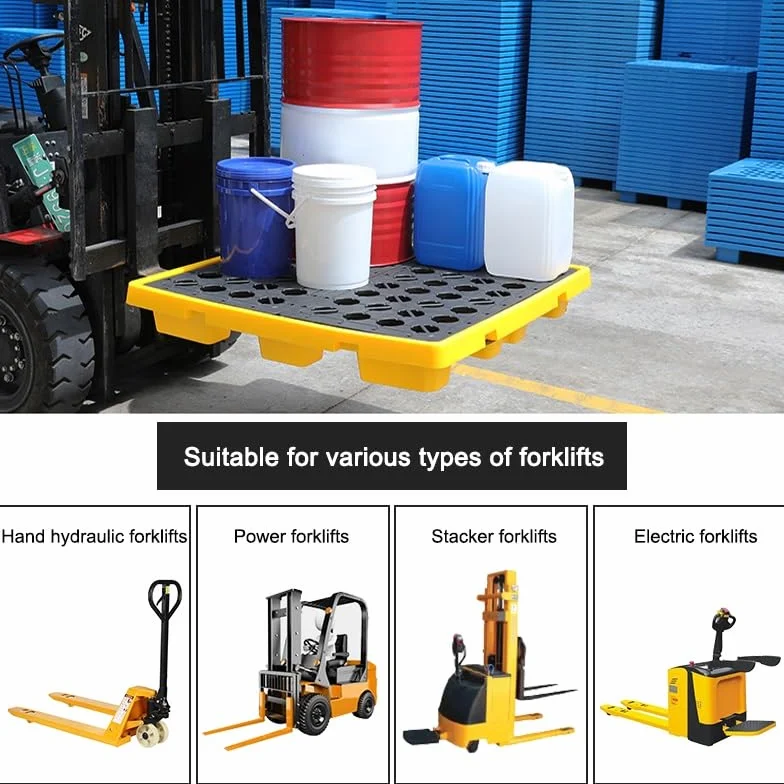 Générique Bac de rétention modulaire Industriel pour fûts d'huile et seaux de Peinture, empilable, pour entrepôts et usines. Solution de Stockage Industrielle (Jaune, 2 pièces, 130 x 68 x 15 cm).
