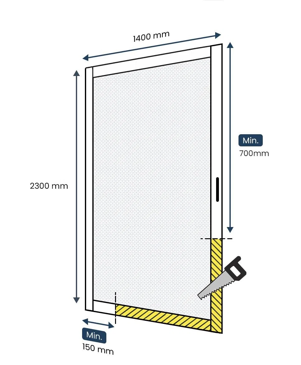 Avosdim Store moustiquaire Porte Alu Luxe - H230 x L140cm recoupable - Blanc 9010 texturé - Protection contre les insectes ajustable