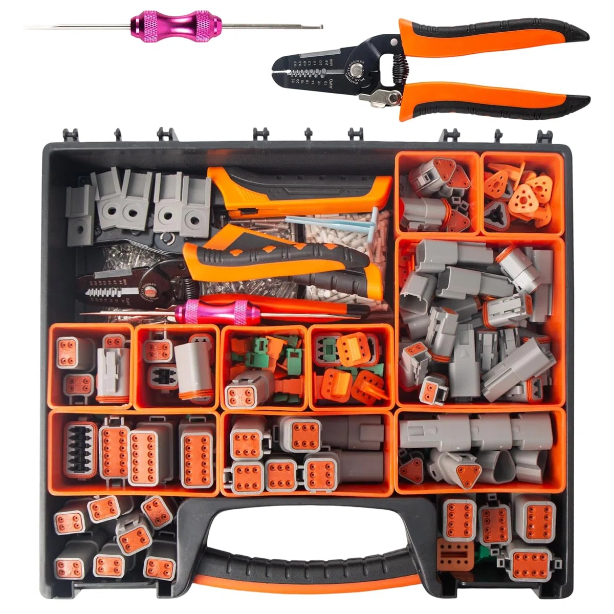 Kit de connecteurs Deutsch 924 pièces, connecteurs électriques automobiles avec outil de sertissage, connecteurs à 2, 3, 4, 6, 8, 12 broches, ensemble d'outils d'extraction Wedgelock et broches pour