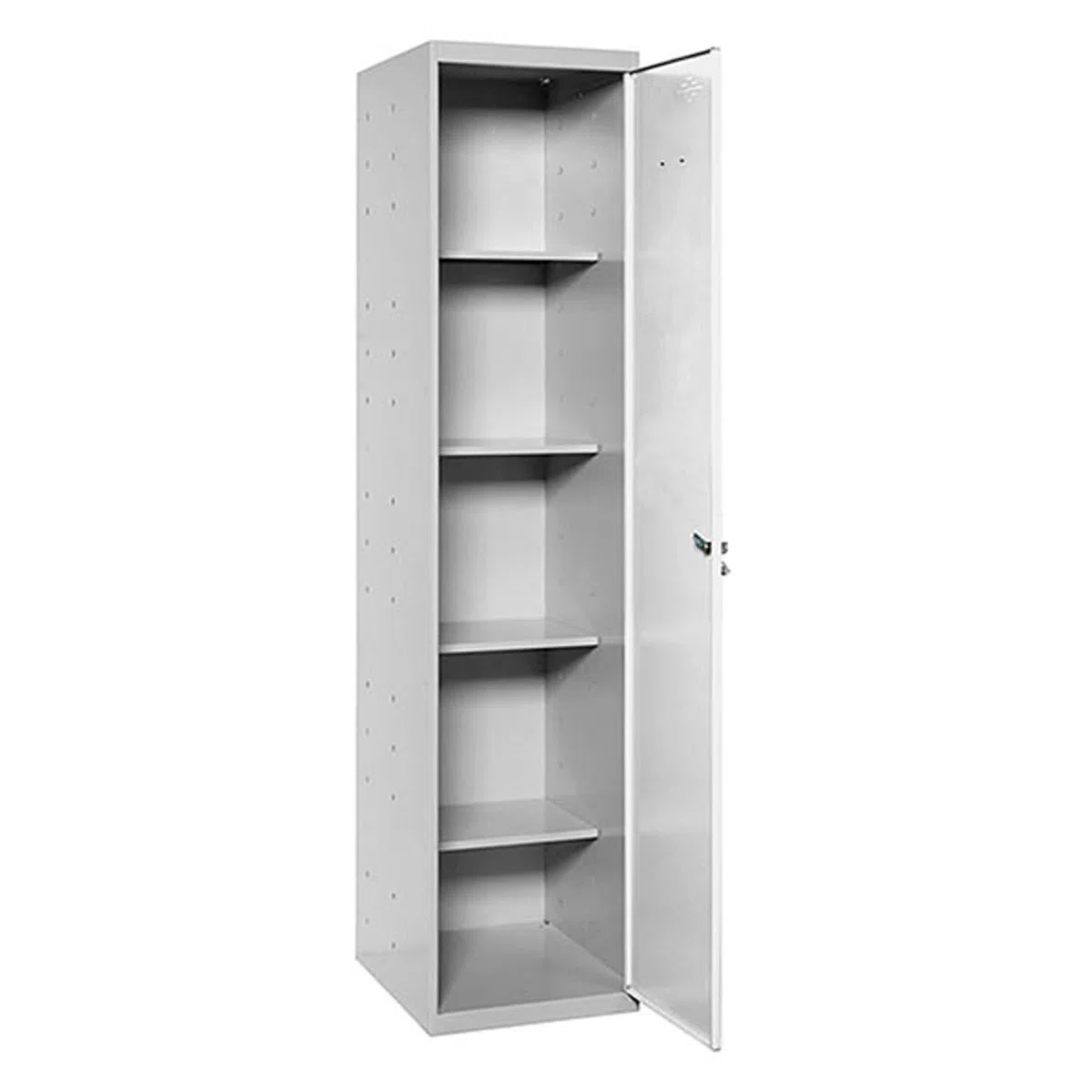 Simon Rack Armoire Metallique, Armoire de Rangement, 1800x400x400 mm, 1 Porte, avec 4 Étagères, Gris/Blanc - Simonlocker