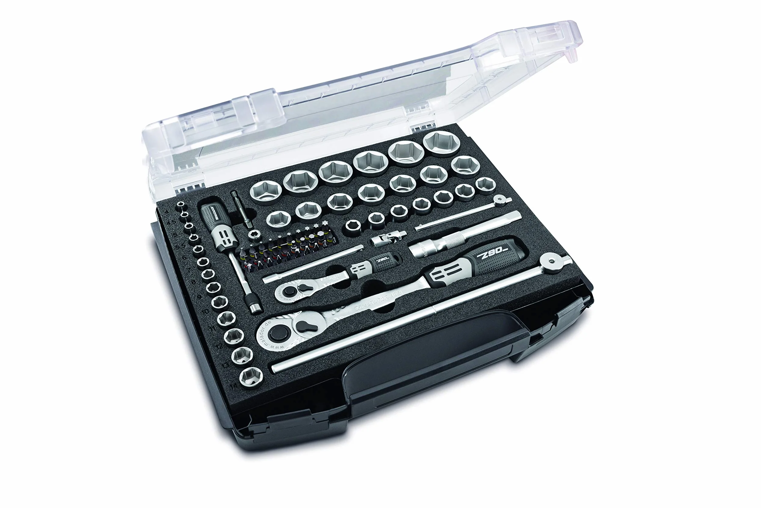 Matador 81454118 Jeu de douilles 75 pièces | Coffret à cliquet avec cliquet 1/2" et 1/4" | Outil automobile dans une boîte en L | Jeu d'embouts | SmartyBox S5 | Outil Matador n° 81454118